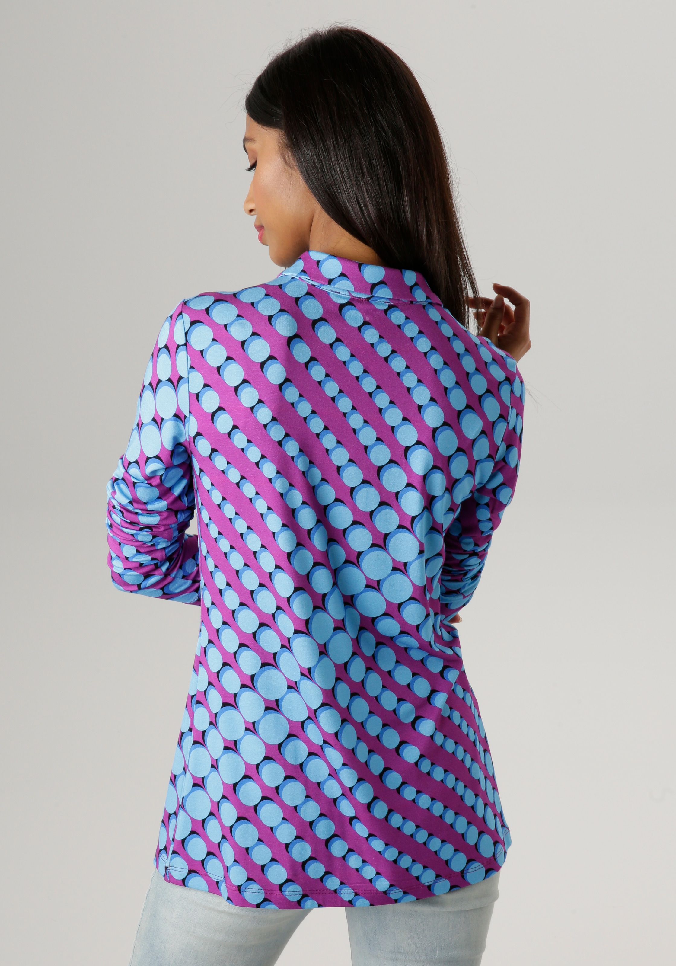 Aniston Punktedruck - Jersey, retro elastischem Hemdbluse, NEUE aus | bestellen Jelmoli-Versand mit SELECTED online KOLLEKTION