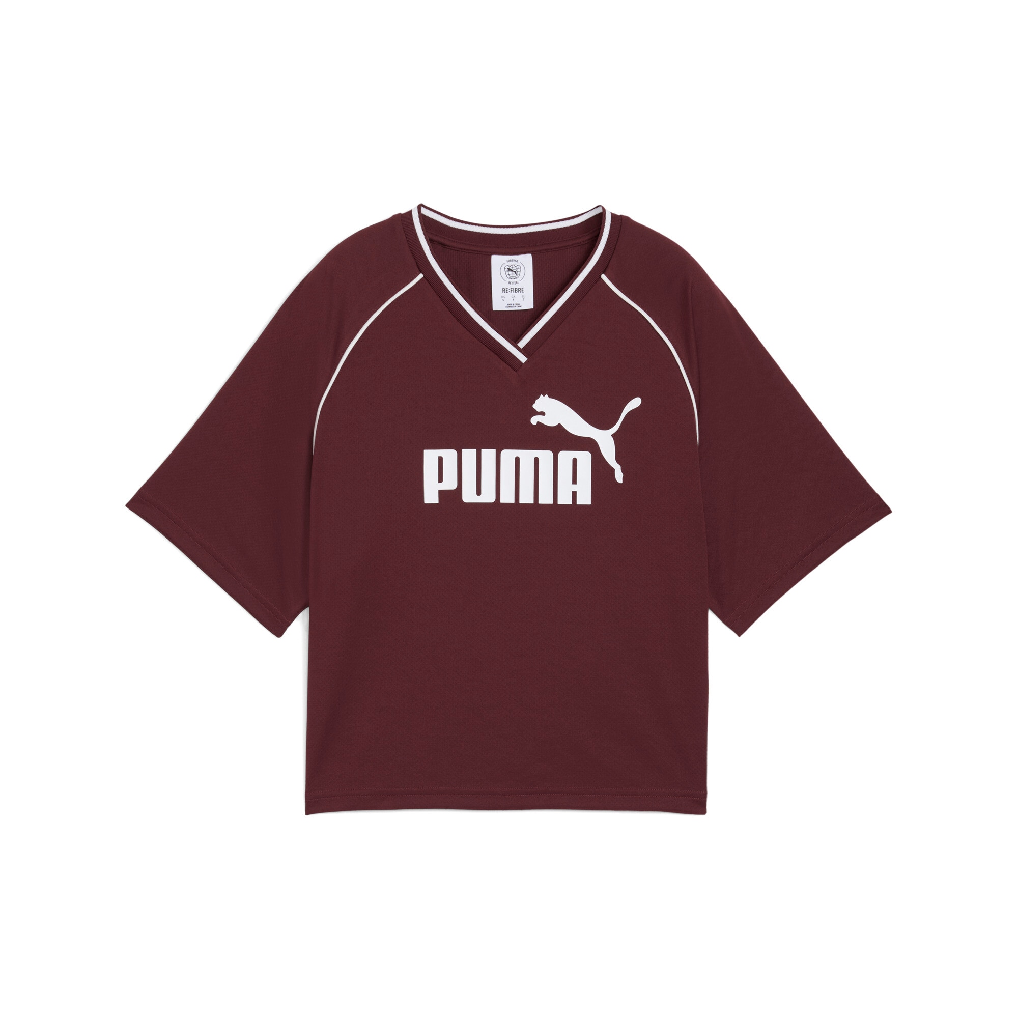 PUMA T-Shirt »ESS RELAXED CROPPED FOOTBALL JERSEY« mit DryCELL-Technologie, atmungsaktives Polyester, mit V-Ausschnitt