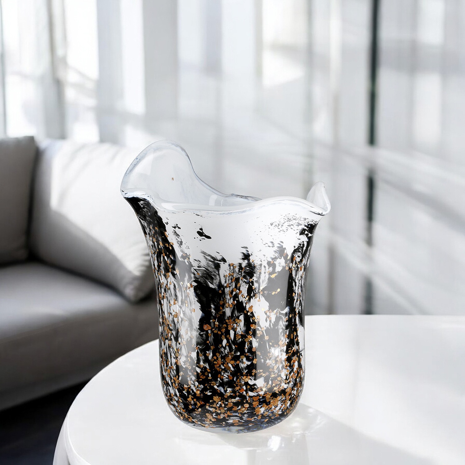 GILDE Tischvase "Vase Petunia, schwarz-weiß"