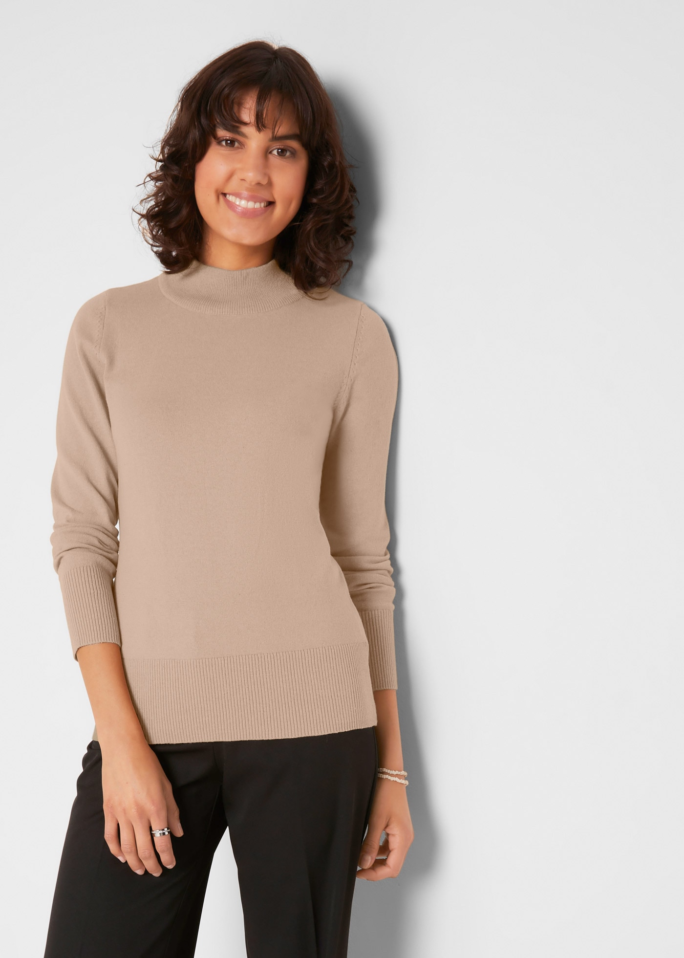 bonprix Strickpullover mit Stehkragen