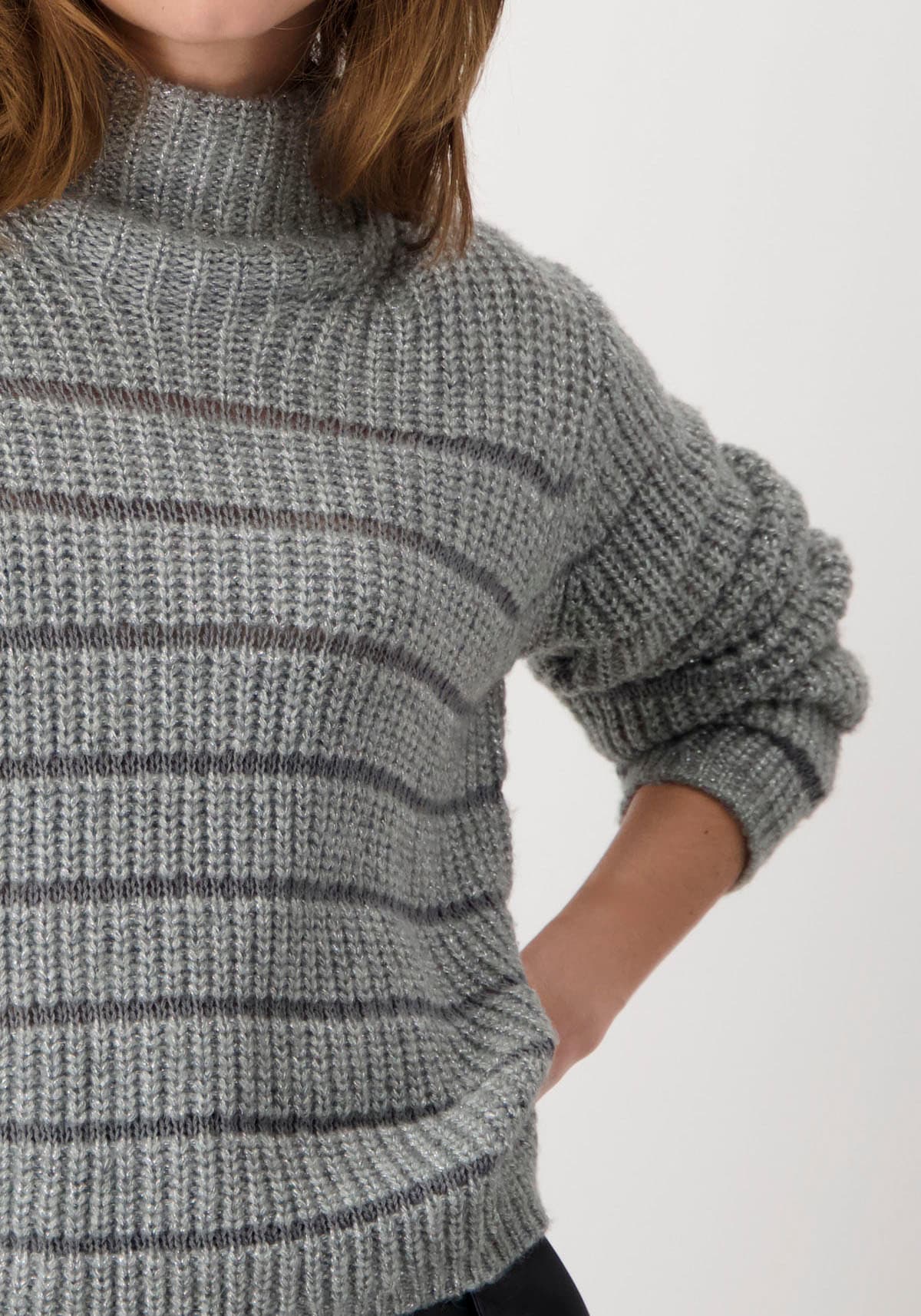Monari Stehkragenpullover, mit Streifen