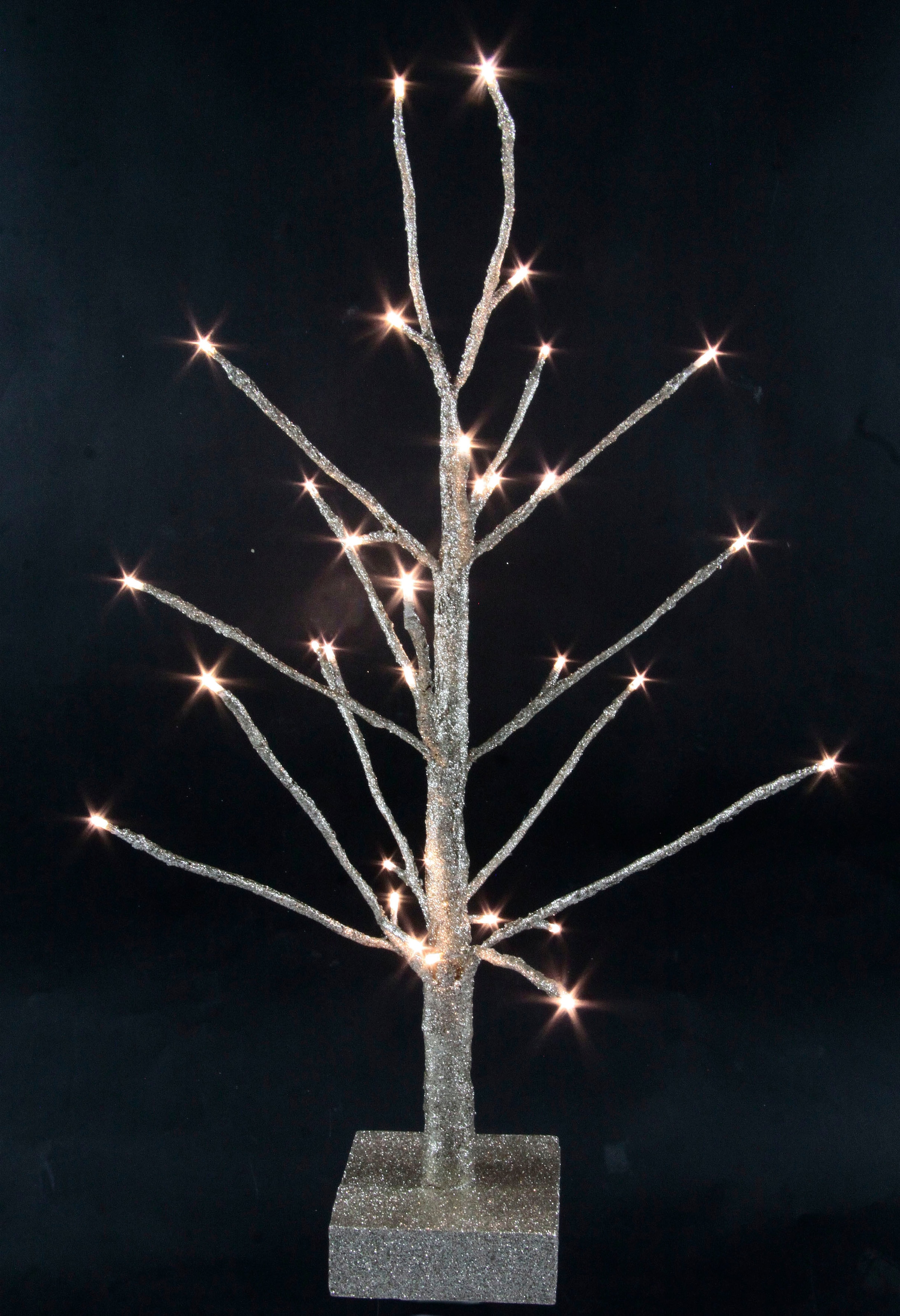 I.GE.A. LED Baum »Künstlicher Weihnachtsbaum, Holzfuss en champagnerfarben, Kunstbaum«, aus Deko-Baum ligne 65 Höhe Glitzer cm mit Weihnachtsdeko
