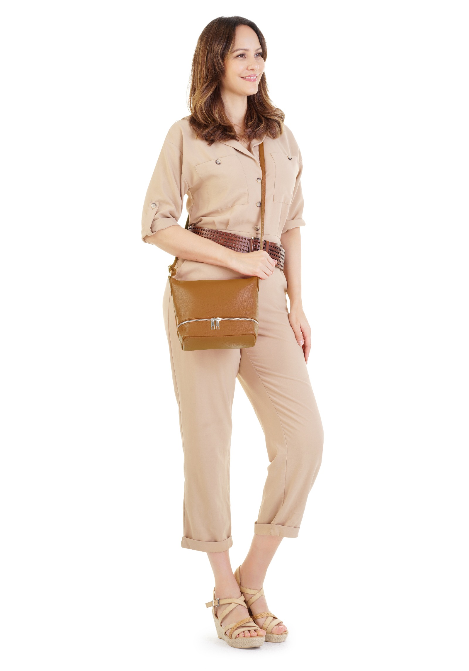 Cluty Umhängetasche echt Leder, Made in Italy