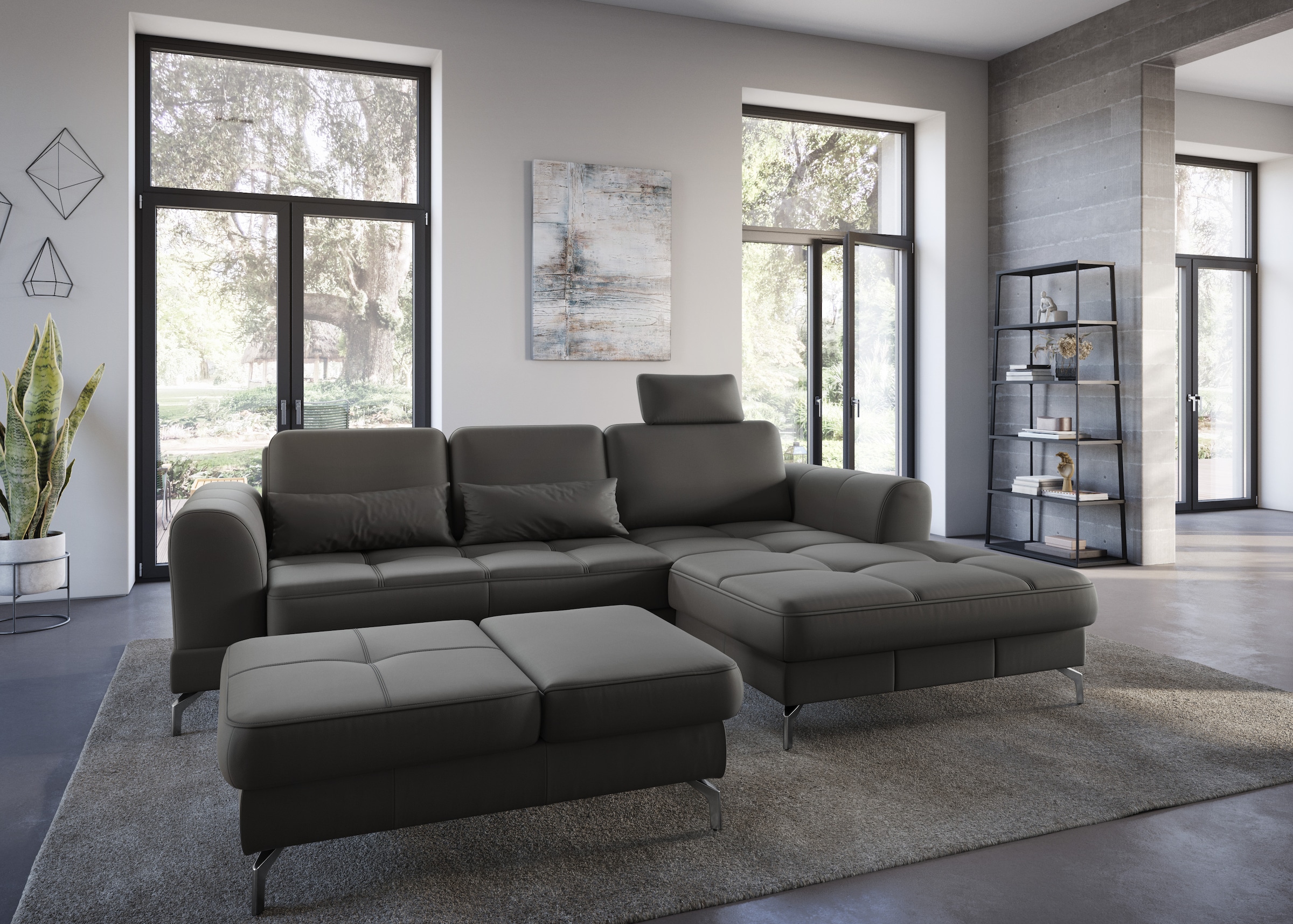 sit&more Ecksofa »Bendigo L-Form«, inklusive Sitztiefenverstellung, Bodenfreiheit 12 cm, in 2 Fussfarben