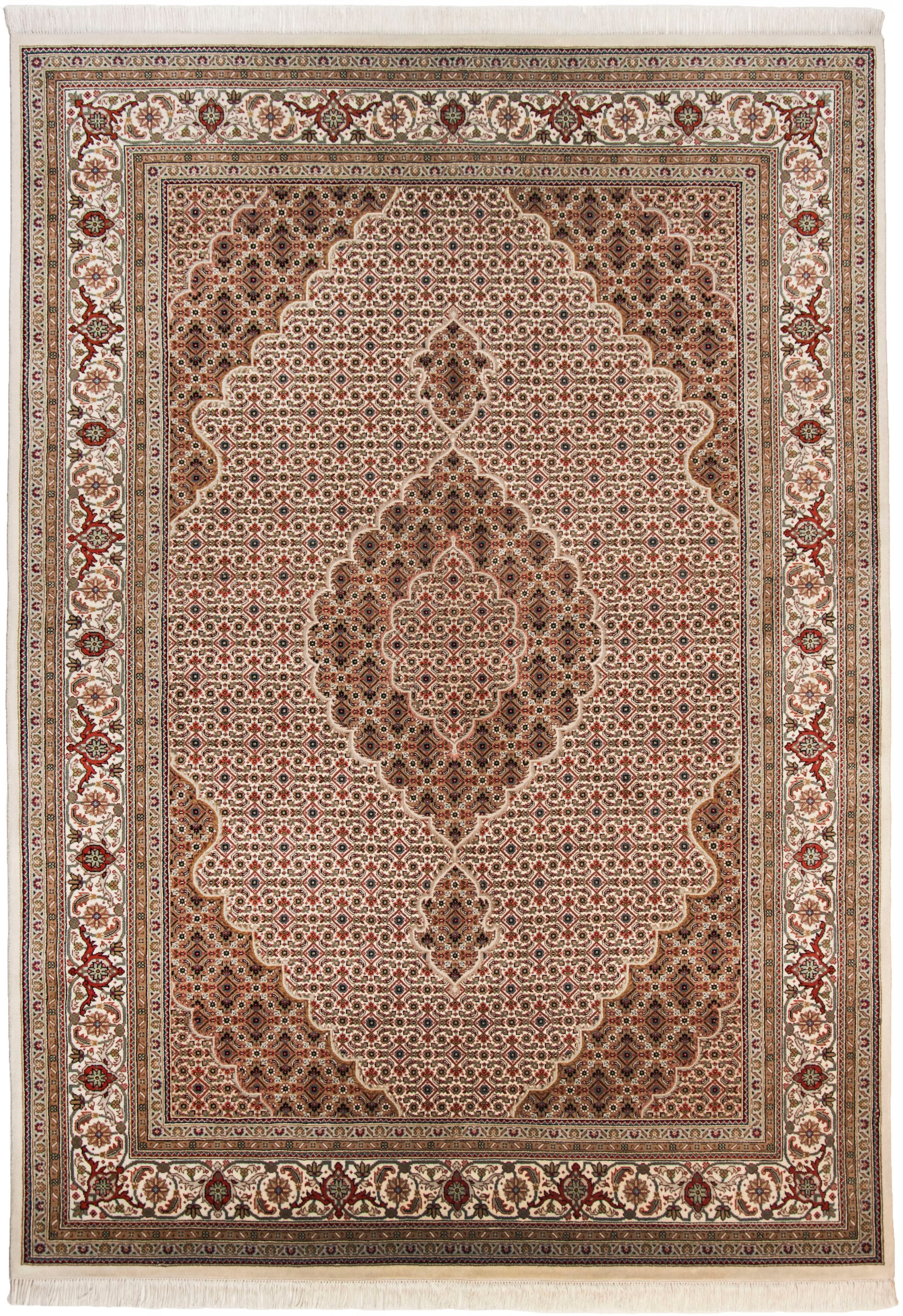 my home Orientteppich »Irrfan«, rechteckig, 12 mm Höhe, handgeknüpft, Material: 80% Wolle, 20% Seide, mit Fransen