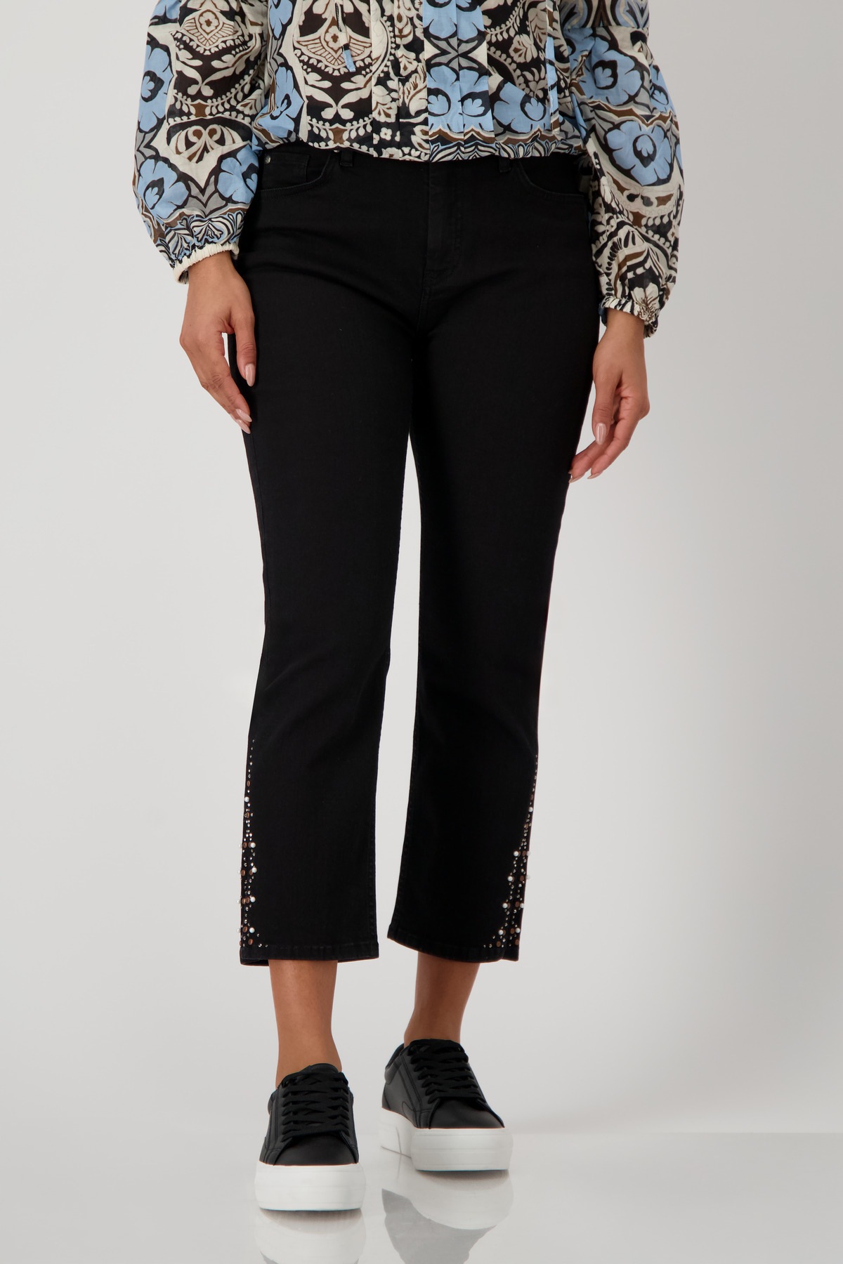Monari 7/8-Hose »Hose Jeans Schmuck 64cm« mit Glitzersteinchen