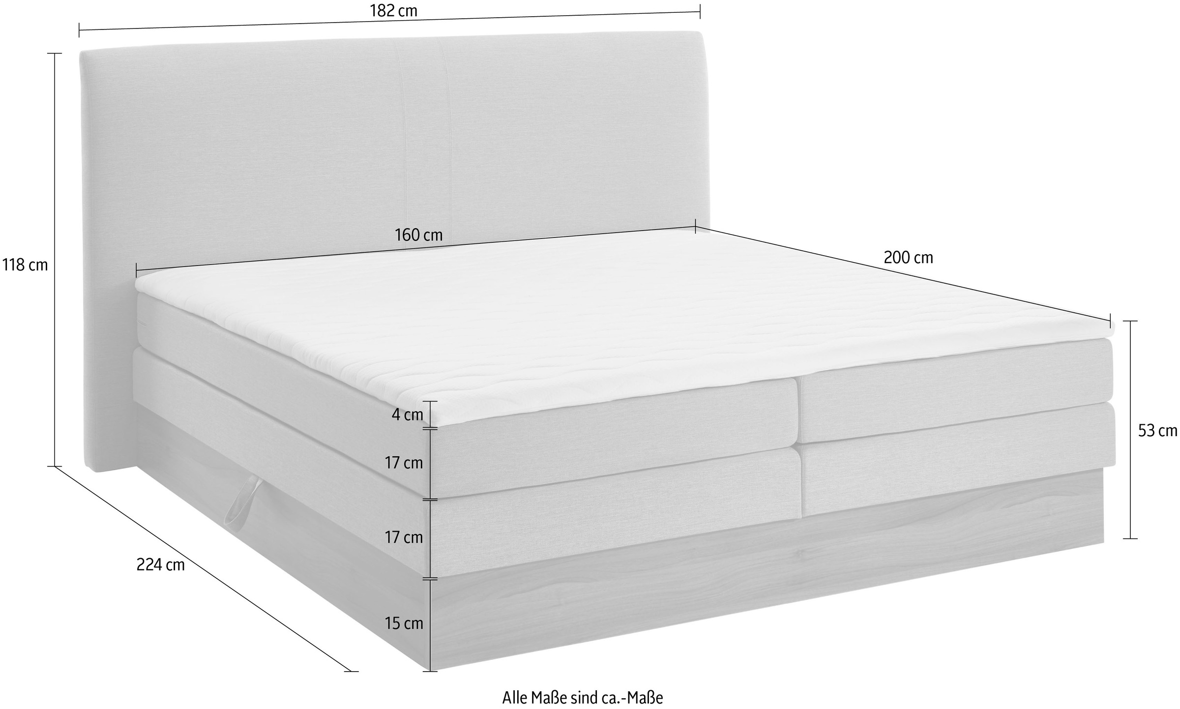 Home affaire Boxspringbett »Blomen«, mit Walnuss-Dekor, mit Bettkasten, verschiedene Härtegrade, mit Topper