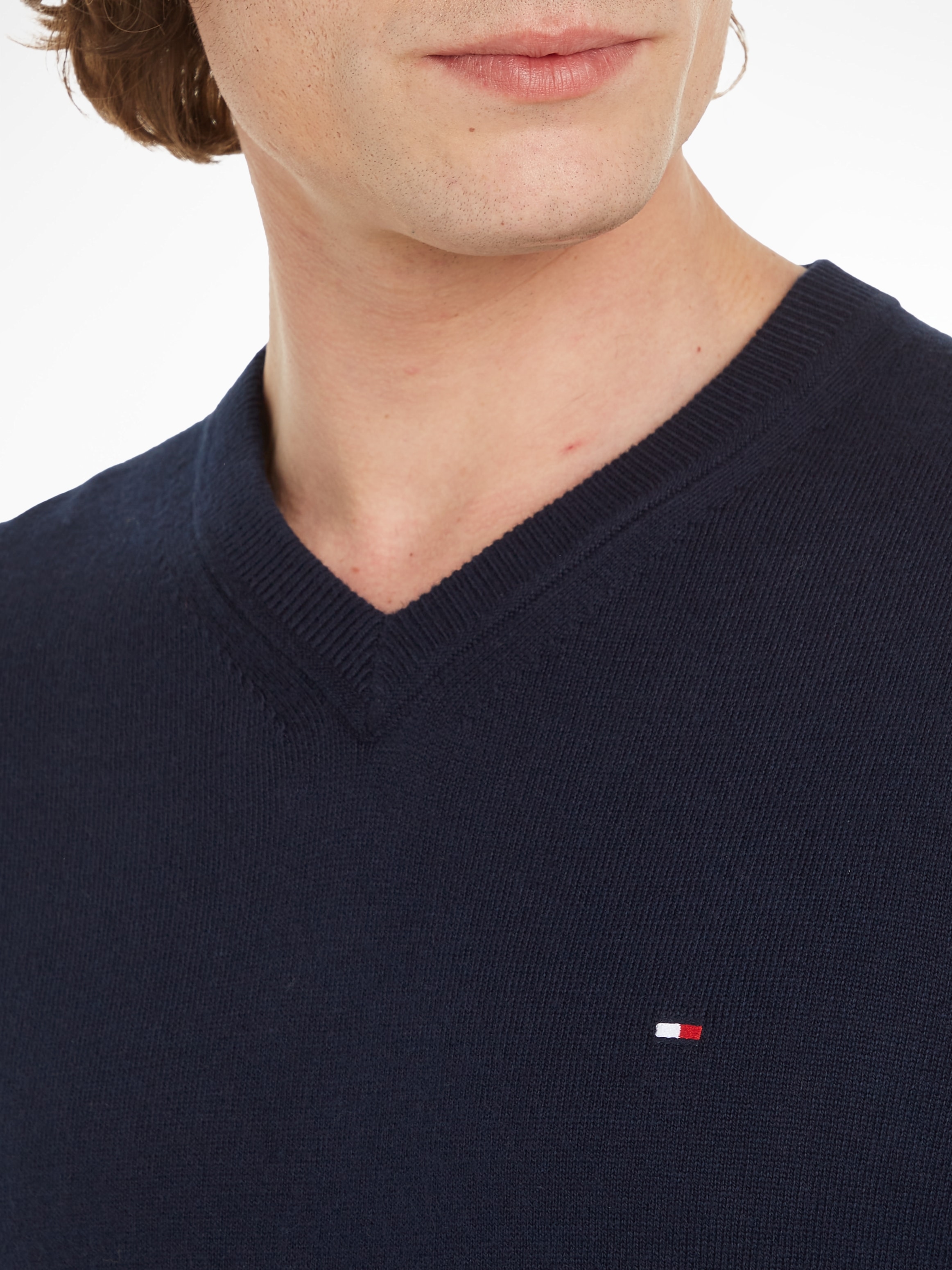 Tommy Hilfiger V-Ausschnitt-Pullover »PIMA ORG CTN CASHMERE V NECK«