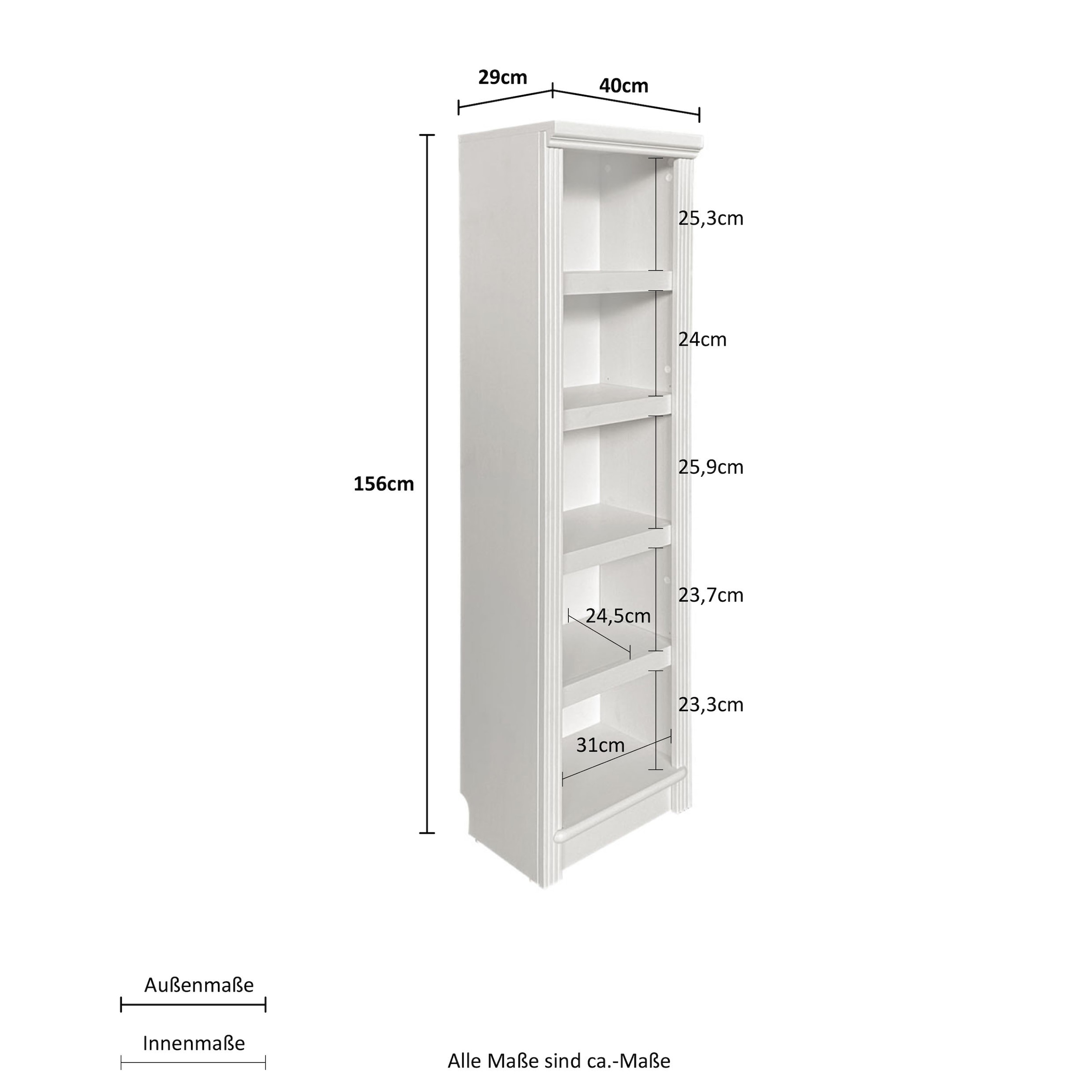 Home affaire Standregal »Soeren Stege«, aus massiver Kiefer, Masse (B/T/H): 40/29/156 cm, mit viel Stauraum