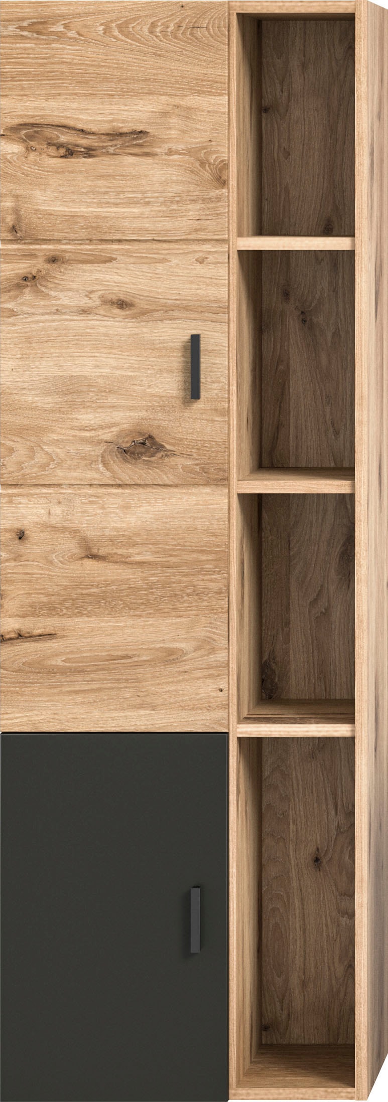 welltime Hochschrank »Dolo, Breite 48 cm, 2 Türen, 4 offene Fächer, 5 variable Einlegeböden«, (1 St.), Badmöbel, Hängeschrank, Badschrank, Schrank,Bad, Midischrank