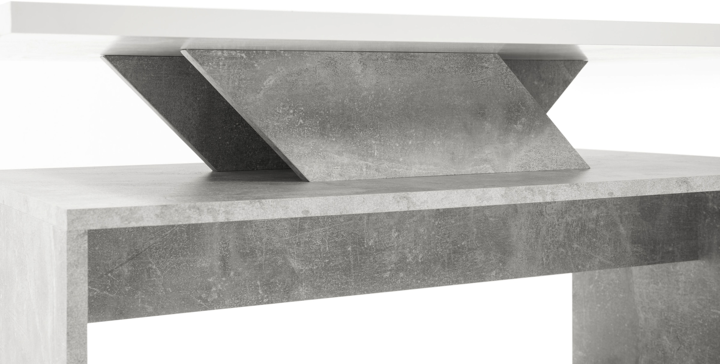Stolkom Couchtisch »Allegra Wohnzimmertisch weiss, Absetzung Beton, BxHxT 100x50x60 cm«, Akazie Massivholz, Flächenbelastung des Tisches ca. 90 kg