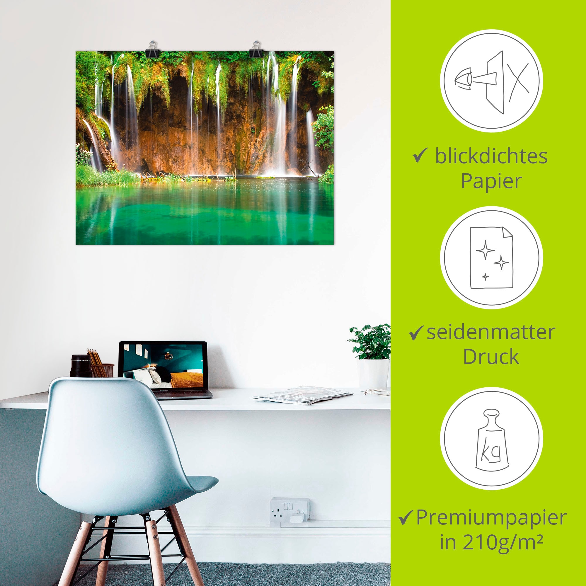 Artland Wandbild »Schöner Wasserfall im Wald«, Gewässer, (1 St.), als Leinwandbild, Poster in verschied. Grössen