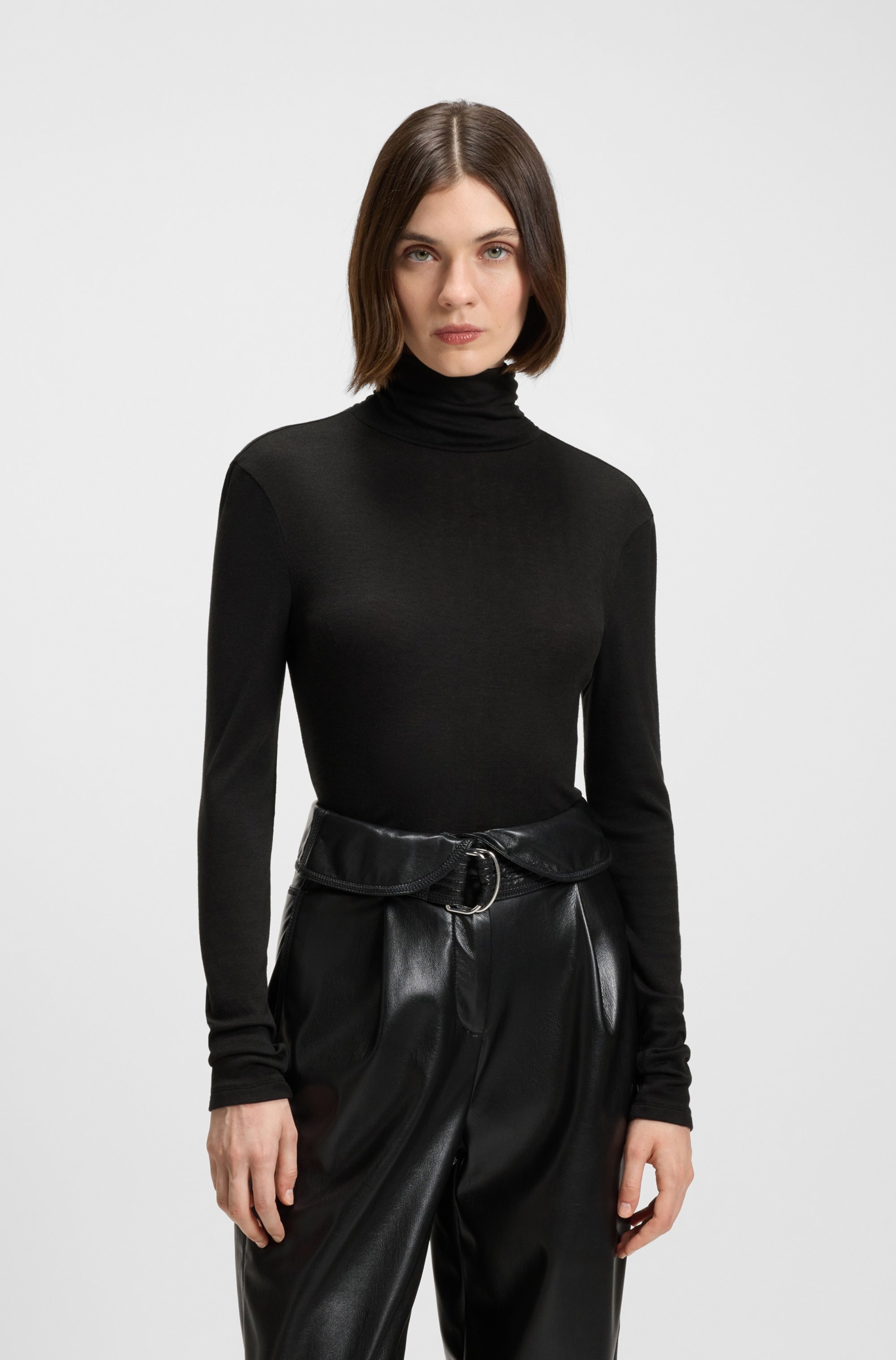 BOSS ORANGE Rollkragenshirt »Eliana Premium Damenmode« mit Turtle Neck, Slim Fit