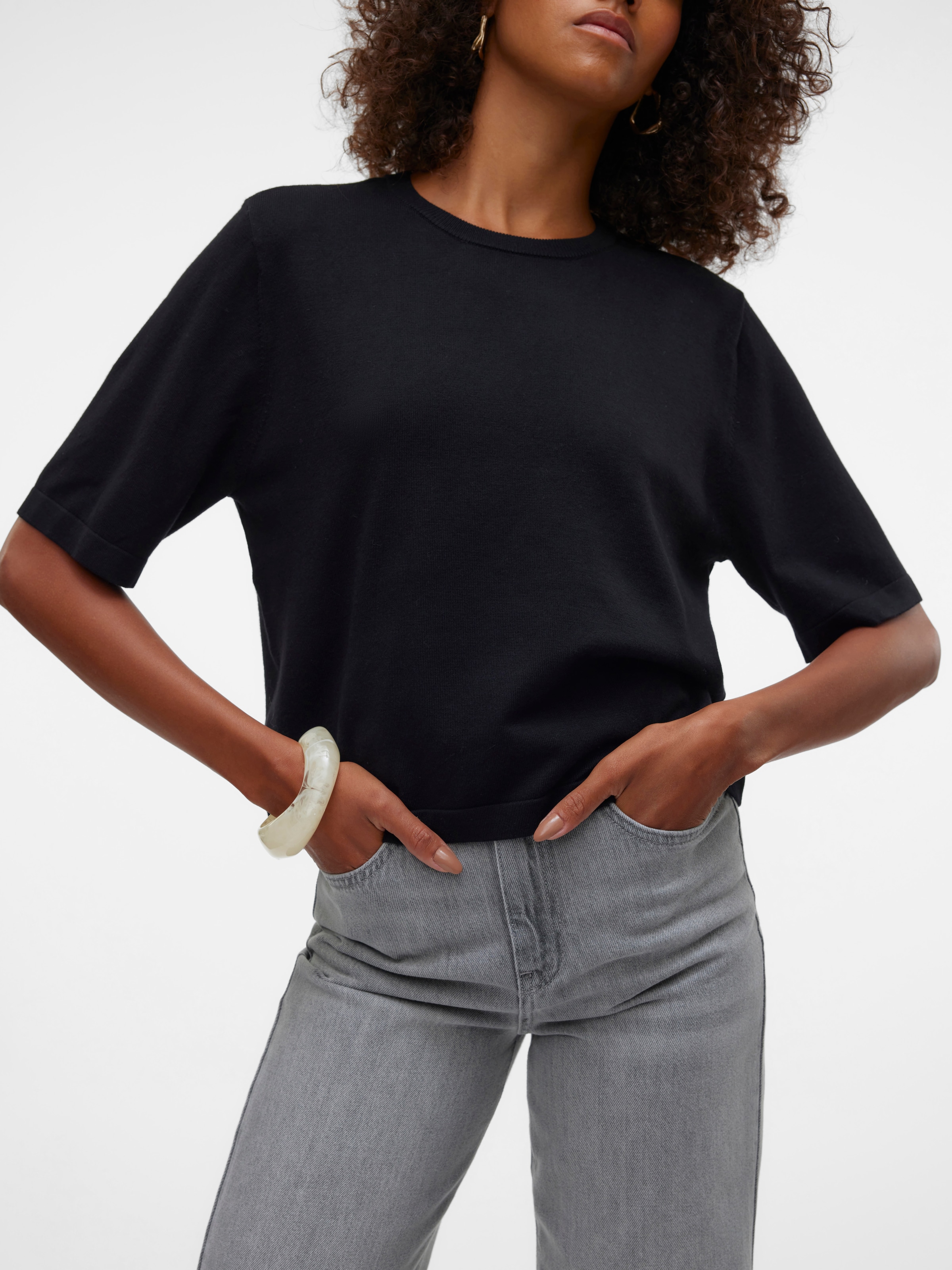 Vero Moda Kurzarmpullover »VMSILJE 2/4 O-NCK OVERSIZE PULL GA NOOS«