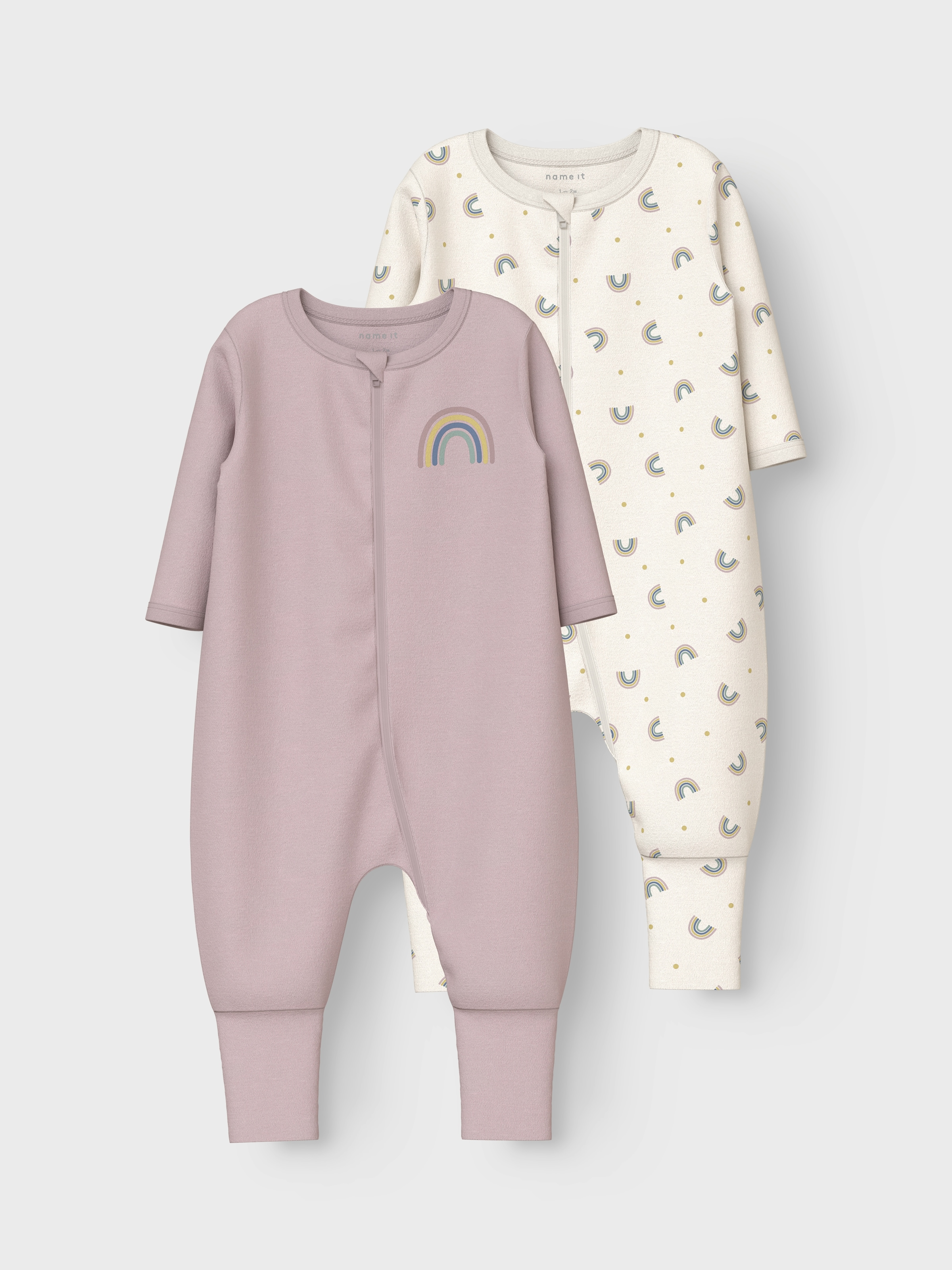 Name It Schlafanzug »NBFNIGHTSUIT 2P ZIP FF JET RAINBOW NOOS«, (Packung, 2 tlg.)