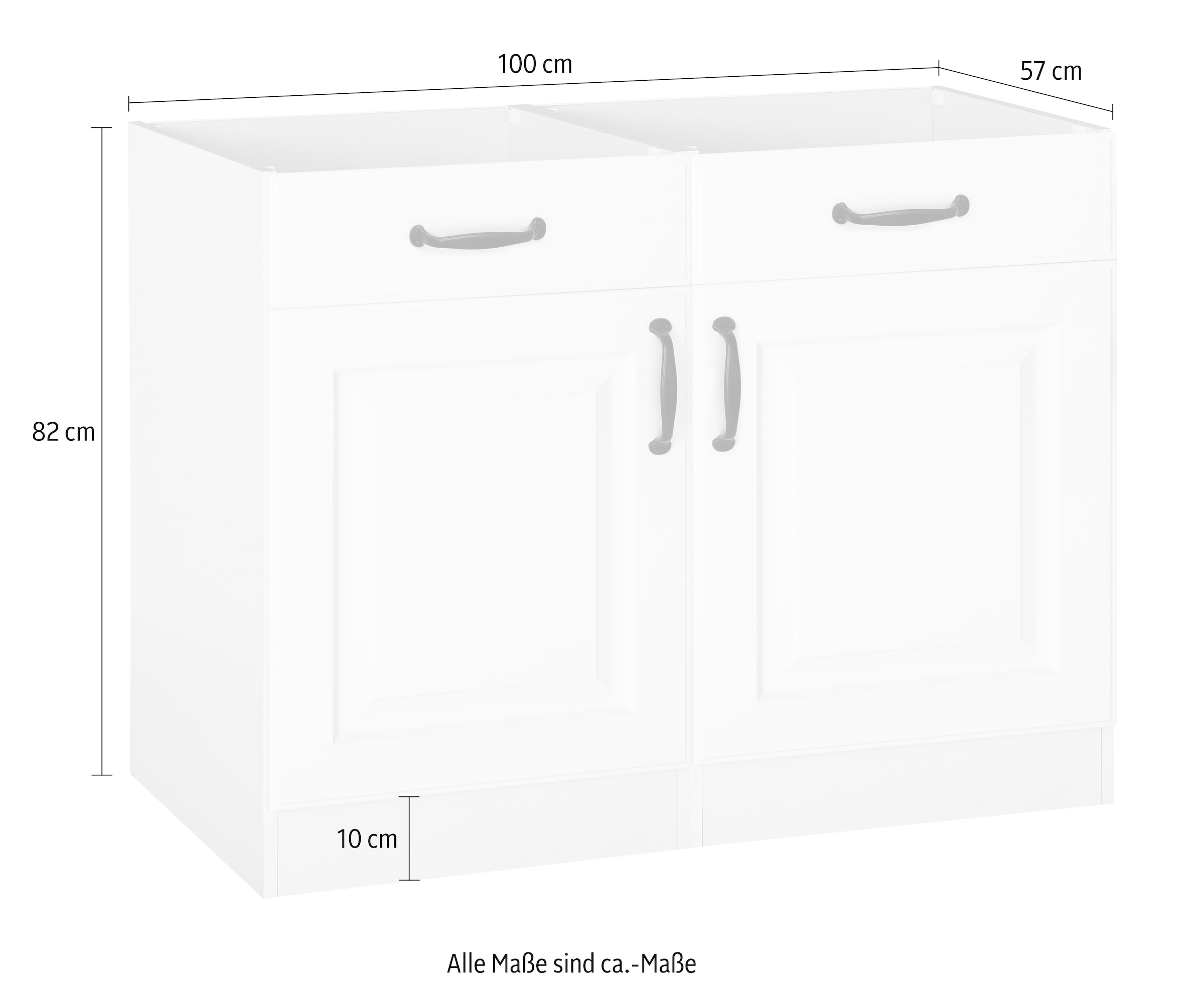 ❤ wiho Küchen Unterschrank »Erla«, 100 cm breit mit Kassettenfront, ohne  Arbeitsplatte ordern im Jelmoli-Online Shop