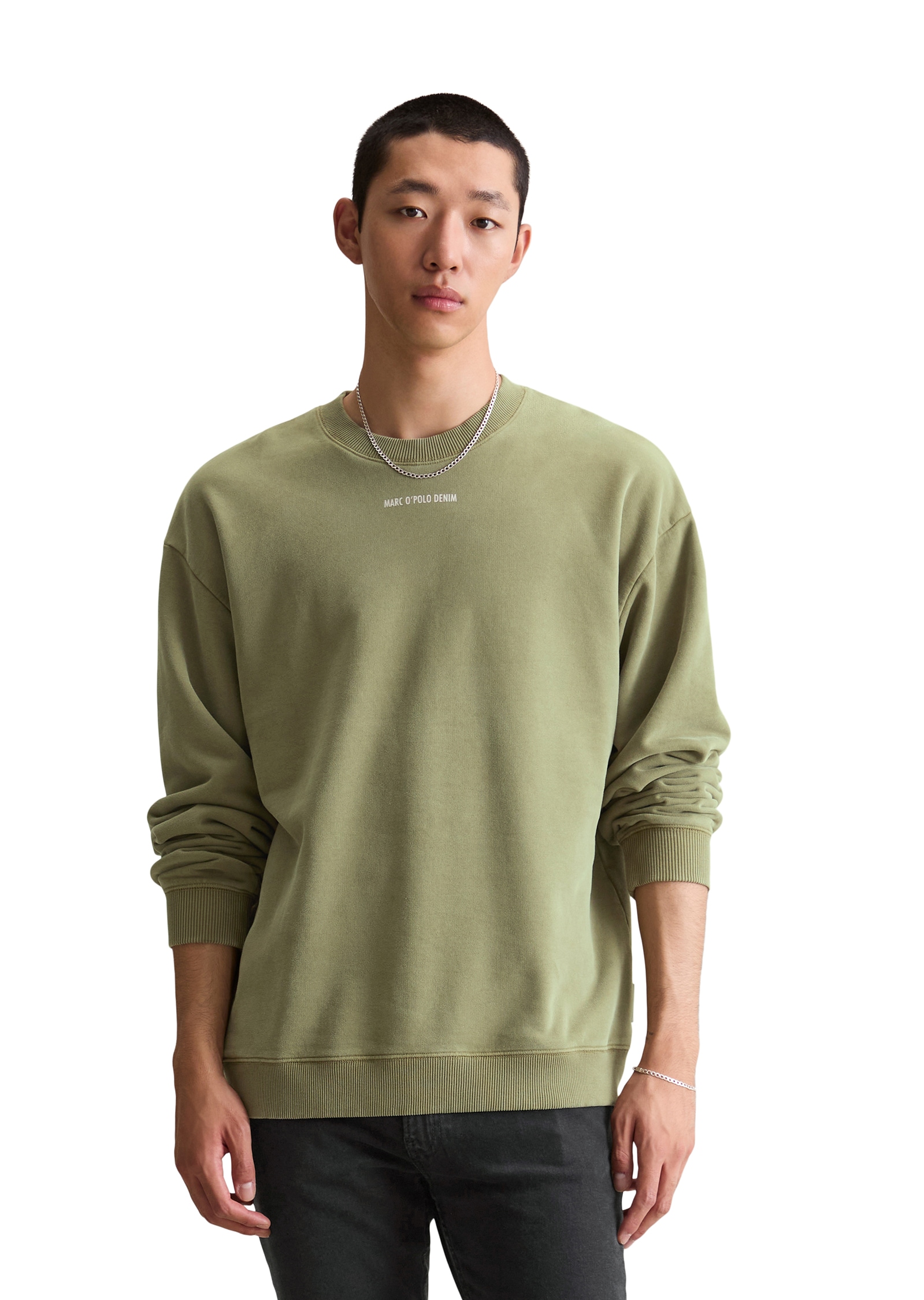 Marc O'Polo DENIM Sweatshirt, Gerippter Rundhals, relaxed fit, weiche Innenseite