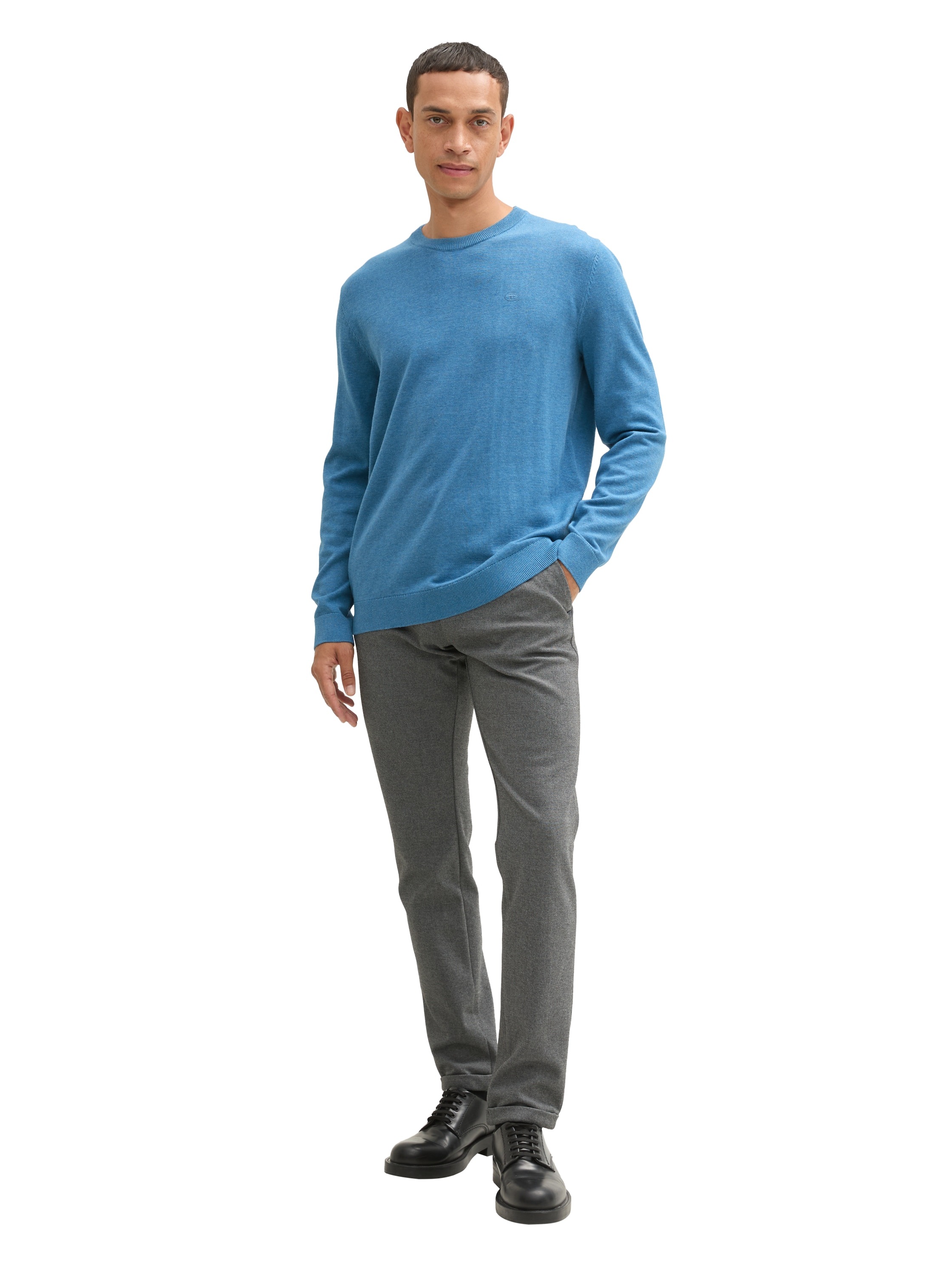 TOM TAILOR Rundhalspullover, mit Logostickerei