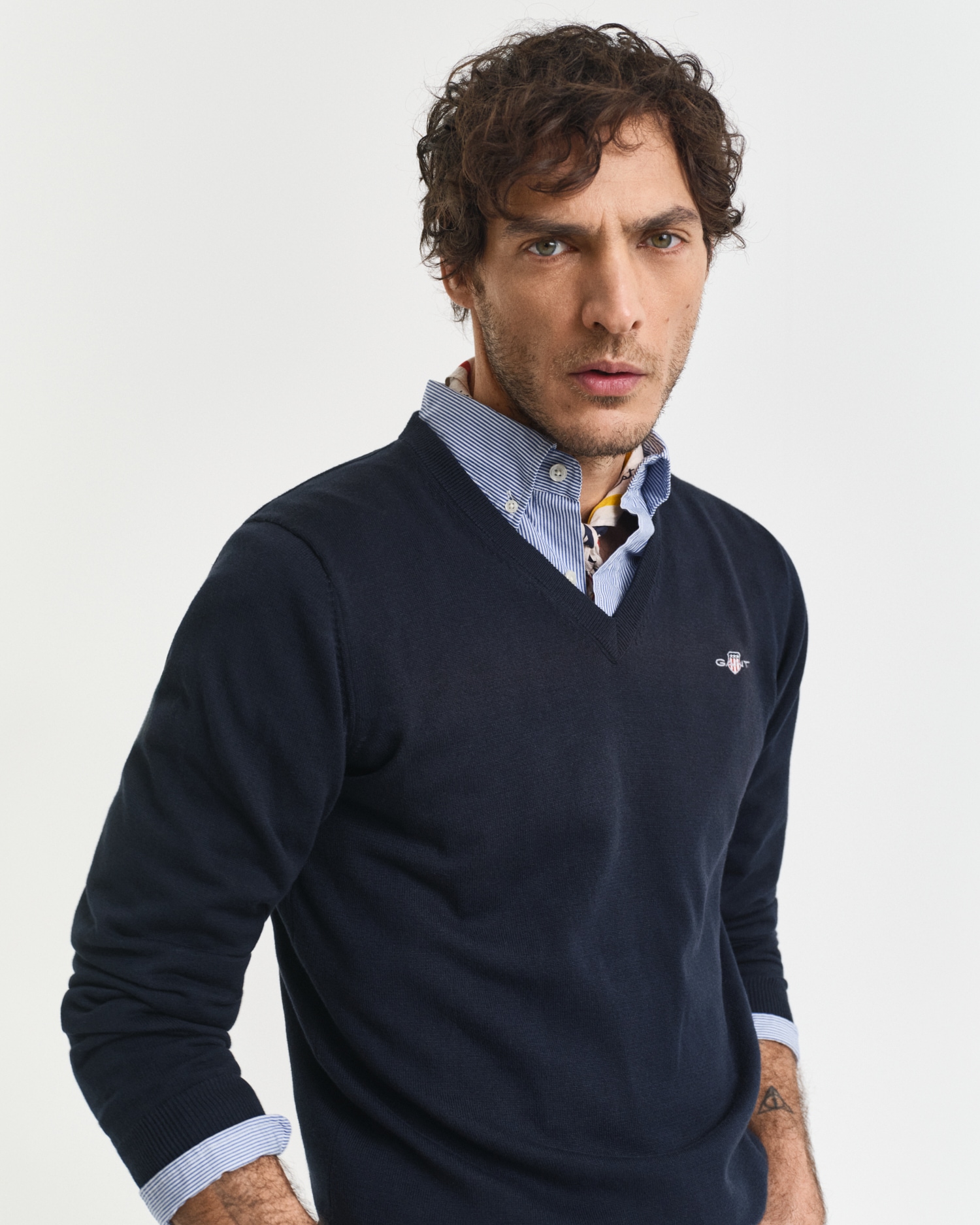 Gant V-Ausschnitt-Pullover »Classic Cotton V-Neck«, Premium Strickjersey aus weicher 100% Baumwolle, Übergangspullover