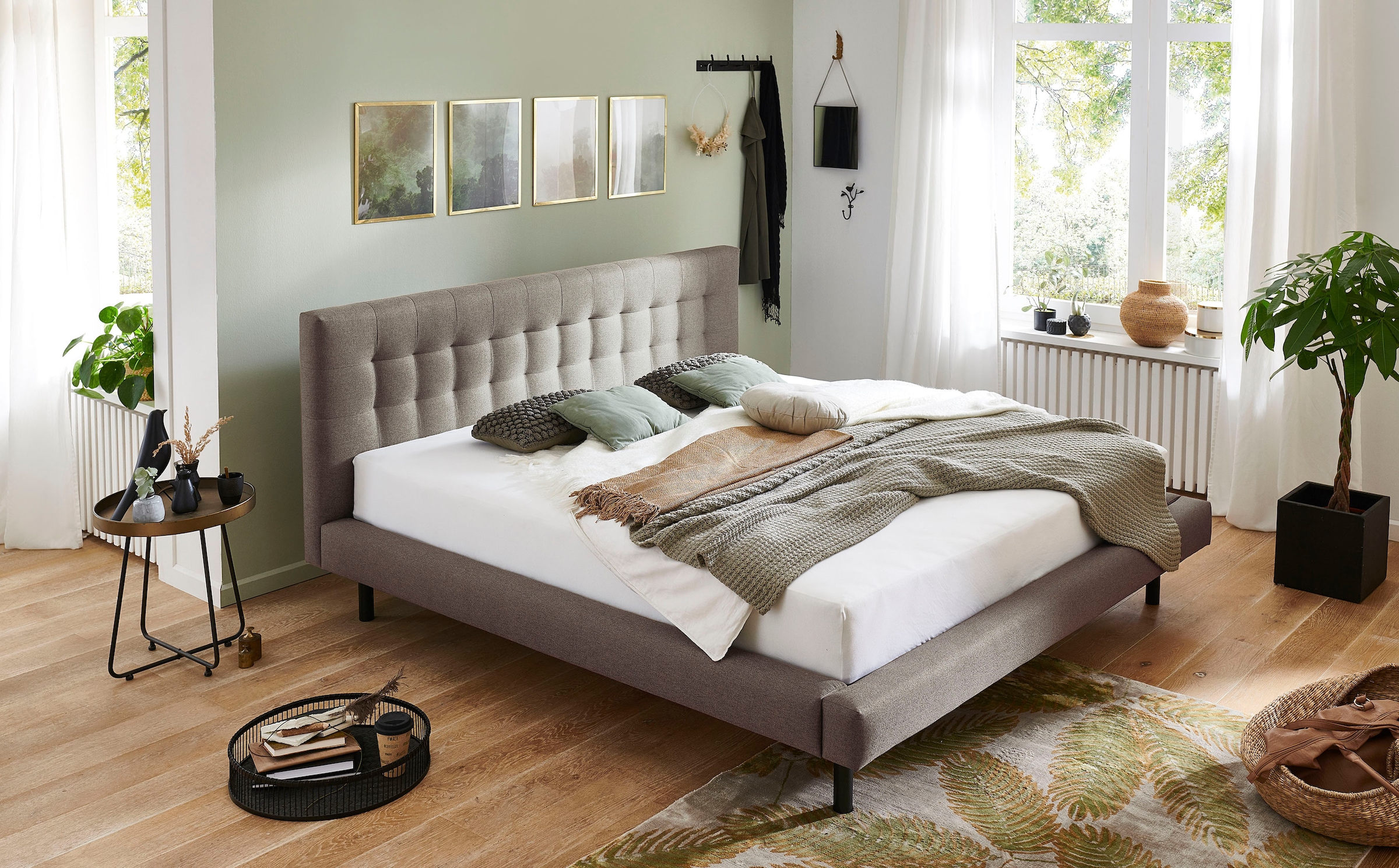 Home Affaire Taupe Polsterbett "Tobjörn" Mit Breitem Futon-Rahmen