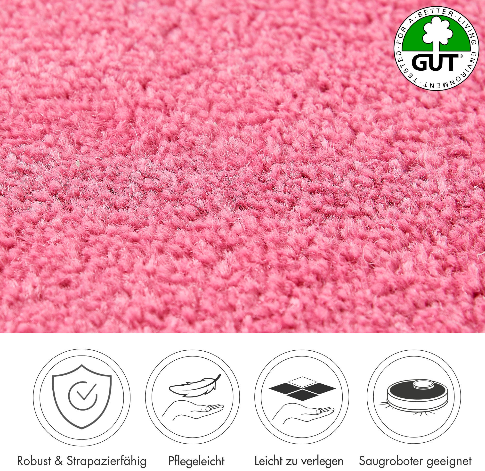 Andiamo Teppichboden »Ines, Kräuselvelours, Made in Netherlands«, rechteckig, 8,5 mm Höhe, Uni Farben, Breite 400 cm, strapazierfähig & pflegeleicht