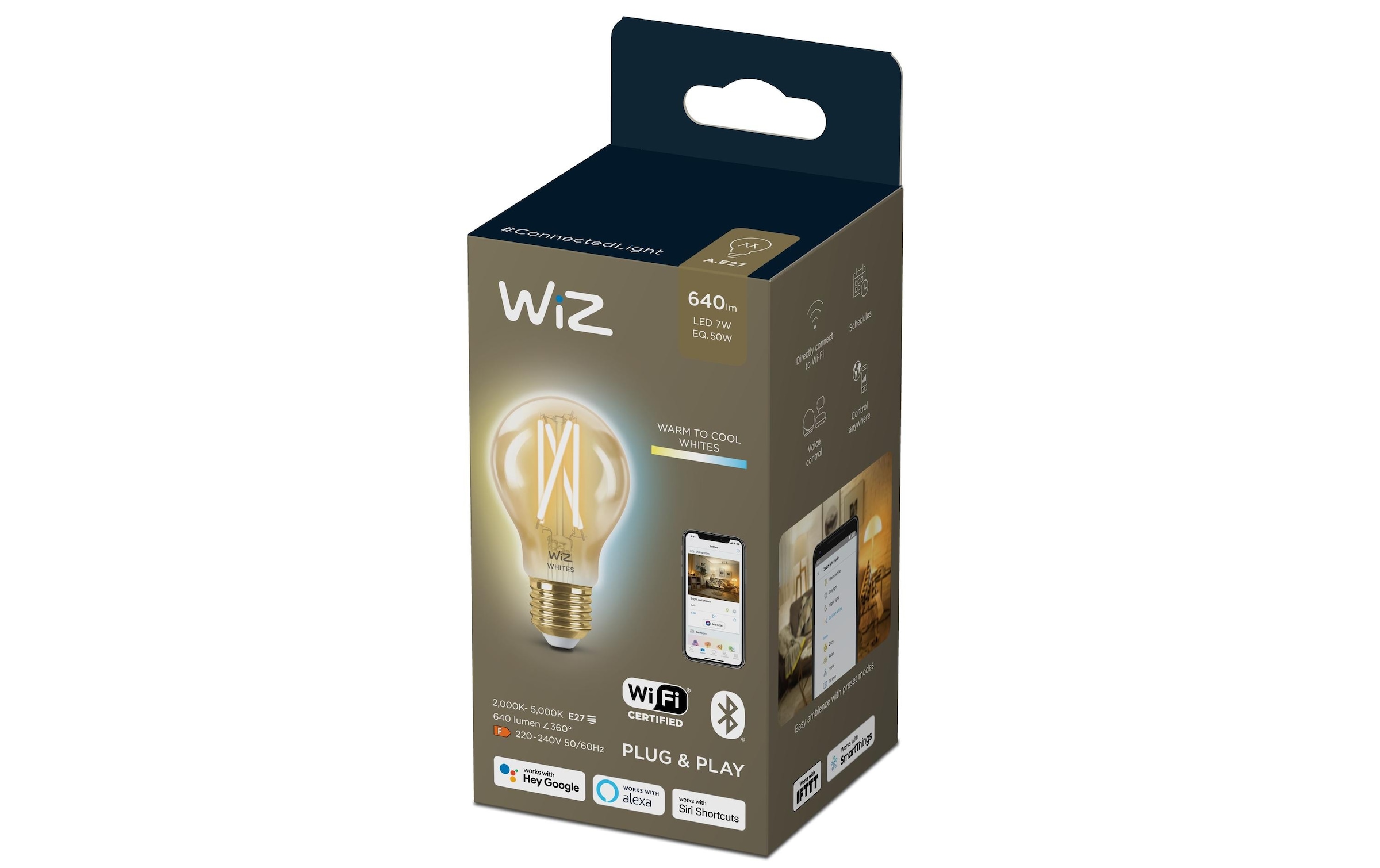 WiZ LED-Leuchtmittel »6.7W (50W) E27 A60 Filament Amber Einzelpack«, E27
