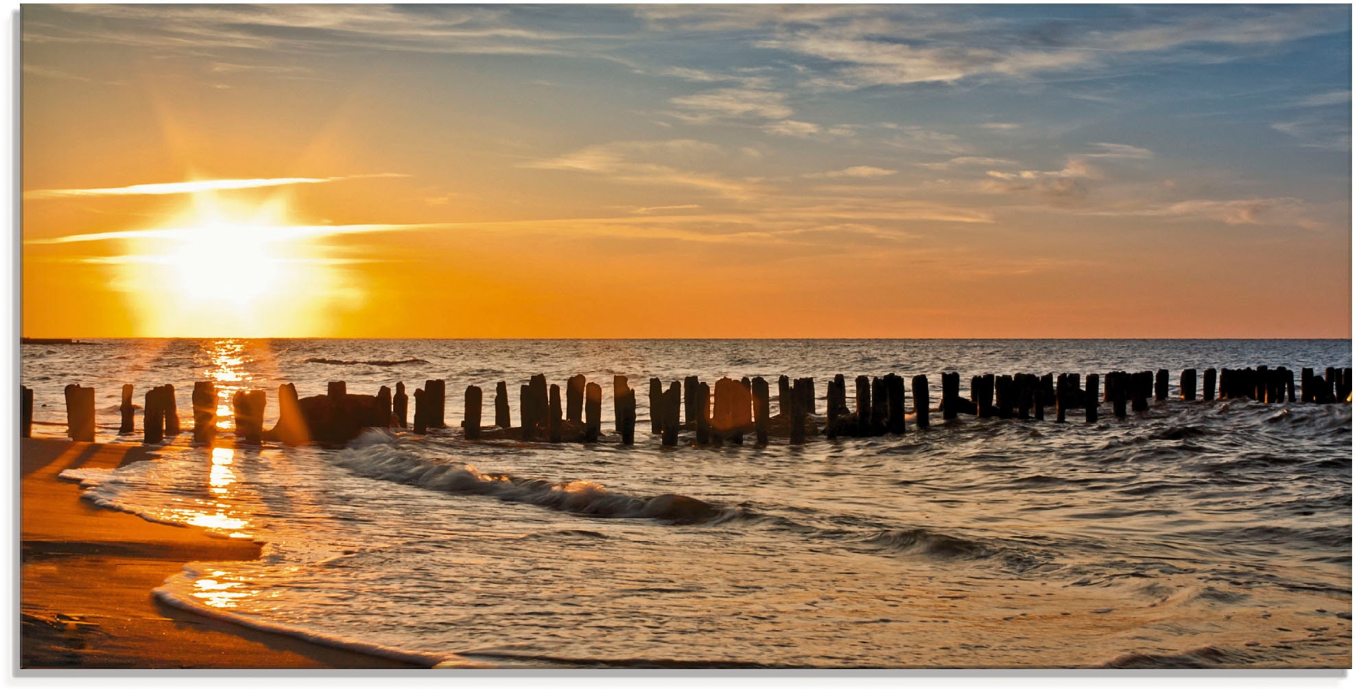 Artland Glasbild »Schöner Sonnenuntergang (1 am Strand«, shoppen Strand, St.), | in online Jelmoli-Versand Grössen verschiedenen
