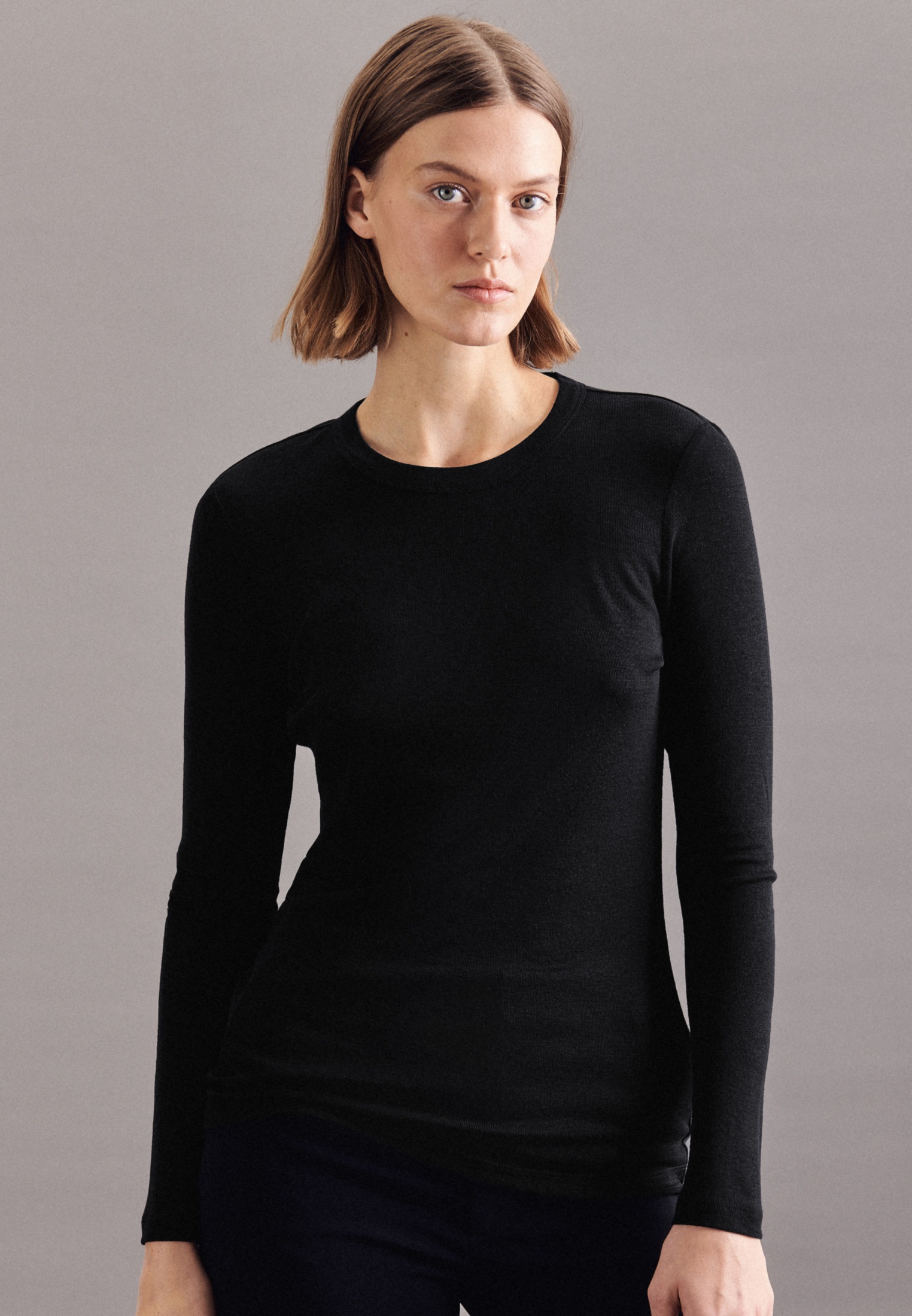 seidensticker Strickpullover »Schwarze Rose« Langarm Rundhals Uni