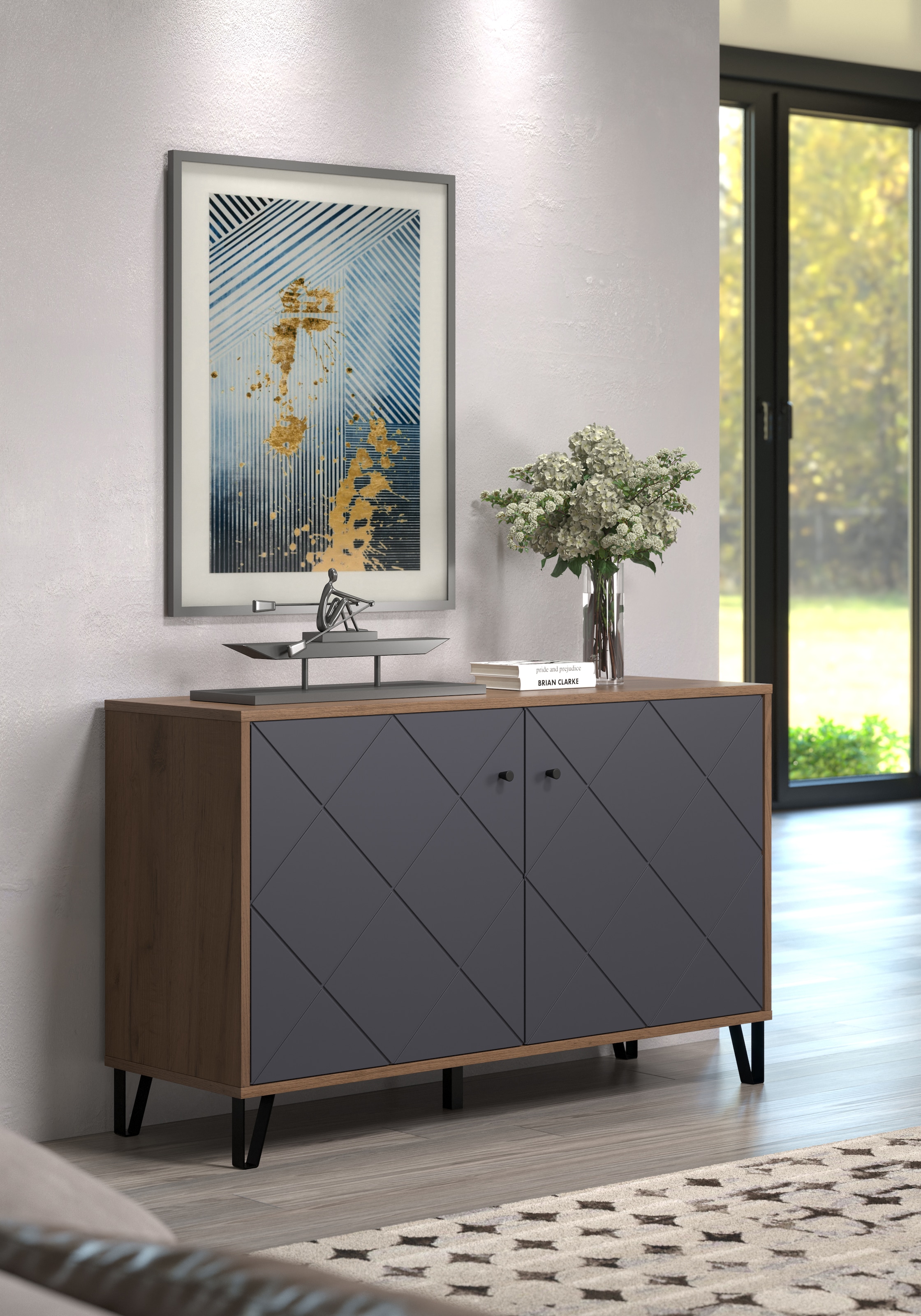 Places of Style Sideboard »Molveno«, (1 St.), aussergewöhnliches Design mit strukturierten Fronten, Soft-Close