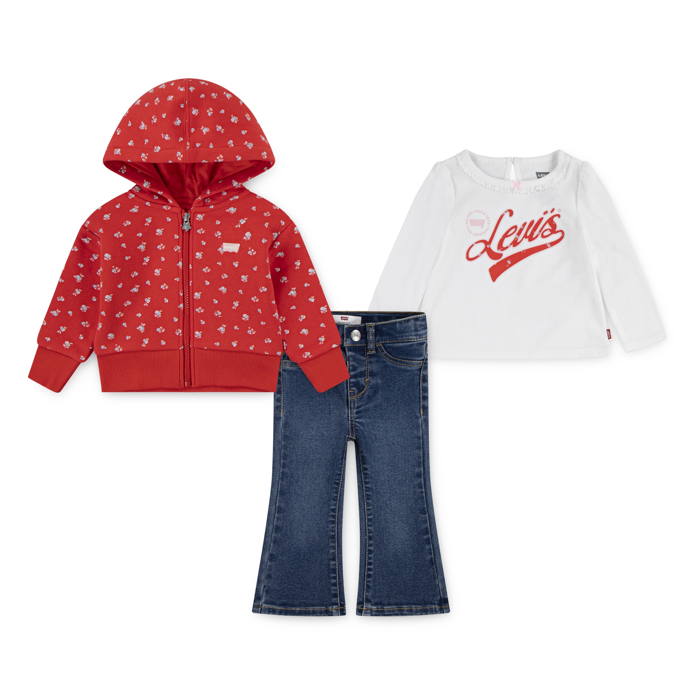 Levi's® Kids Neugeborenen-Geschenkset »LVG,PC FZ TEE,JEANS SET« Set, 3 Stk. perfekt abgestimmt - for GIRLS