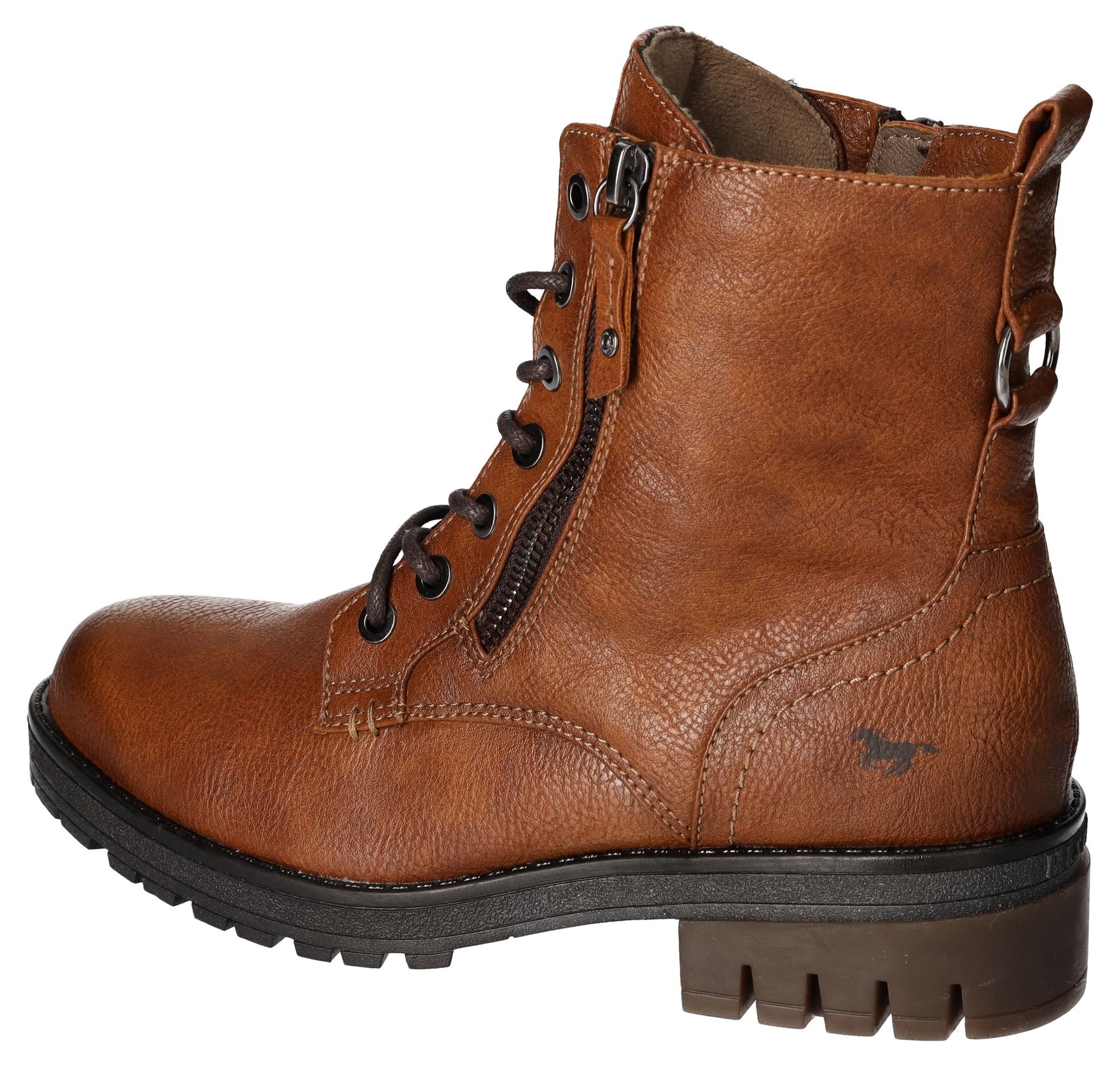 Mustang Shoes Schnürboots, Schnürstiefelette, Blockabsatz, mit Reissverschluss