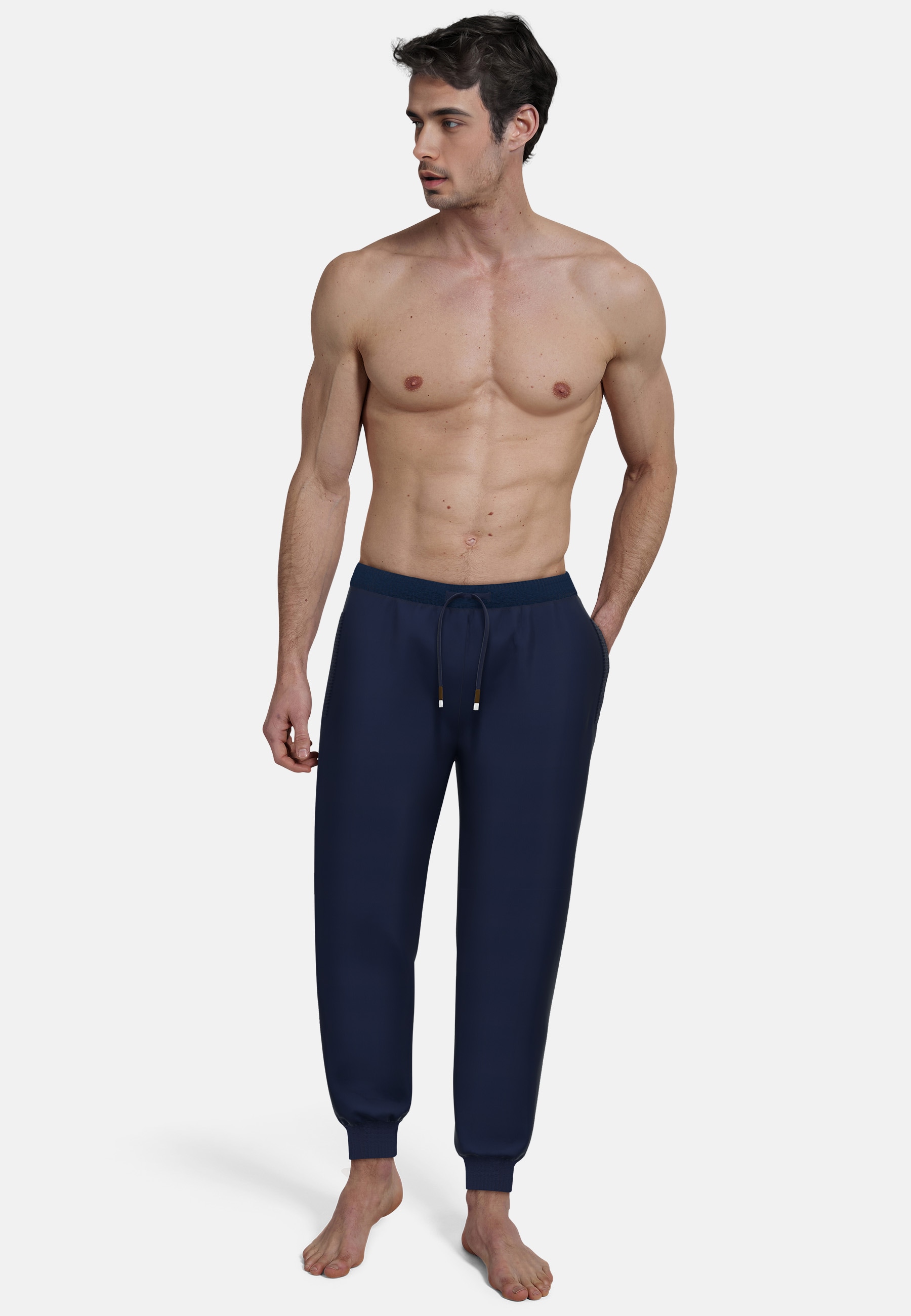 bugatti Pyjamahose »Bologna«, mit Seitentaschen, niedriger Bund, bequem, elastisch, Materialmix