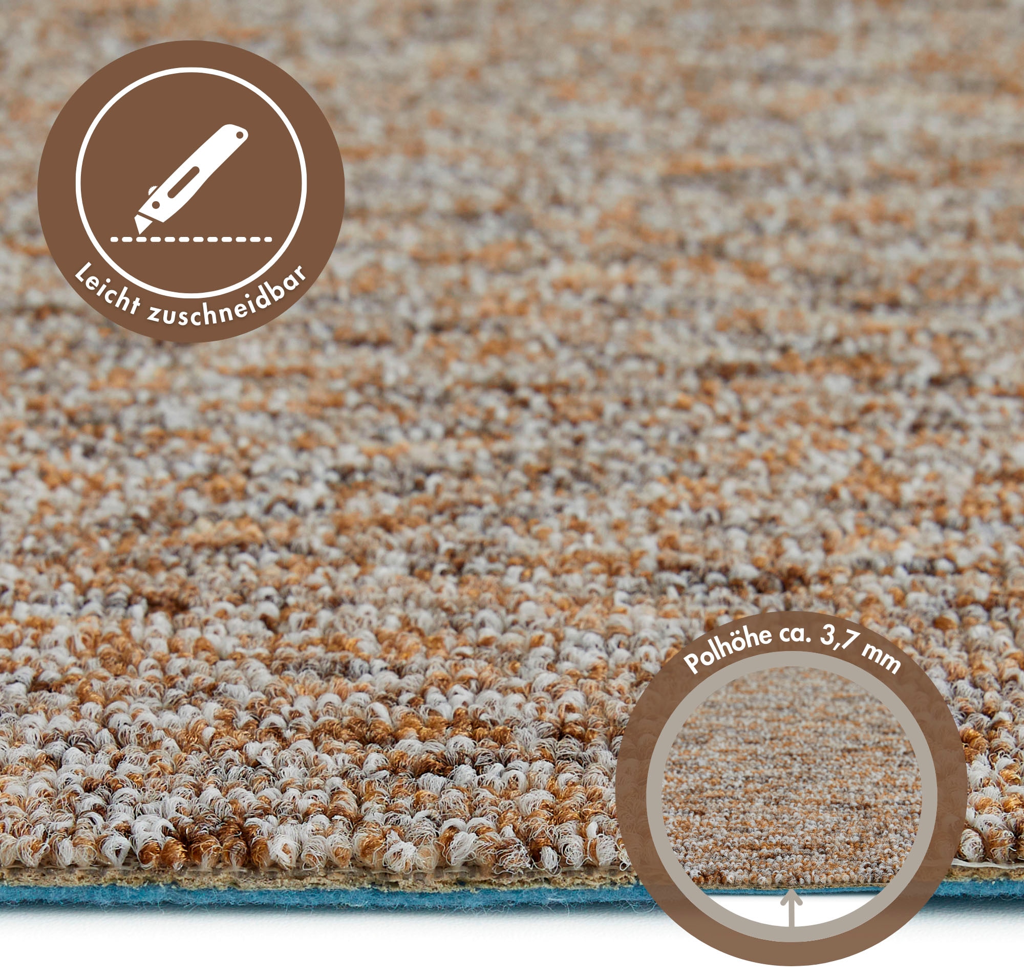 Andiamo Teppichboden »Gambia, Feinschlinge, Made in Belgium«, rechteckig, 7,2 mm Höhe, meliert, Breite 400 cm oder 500 cm, strapazierfähig, pflegeleicht