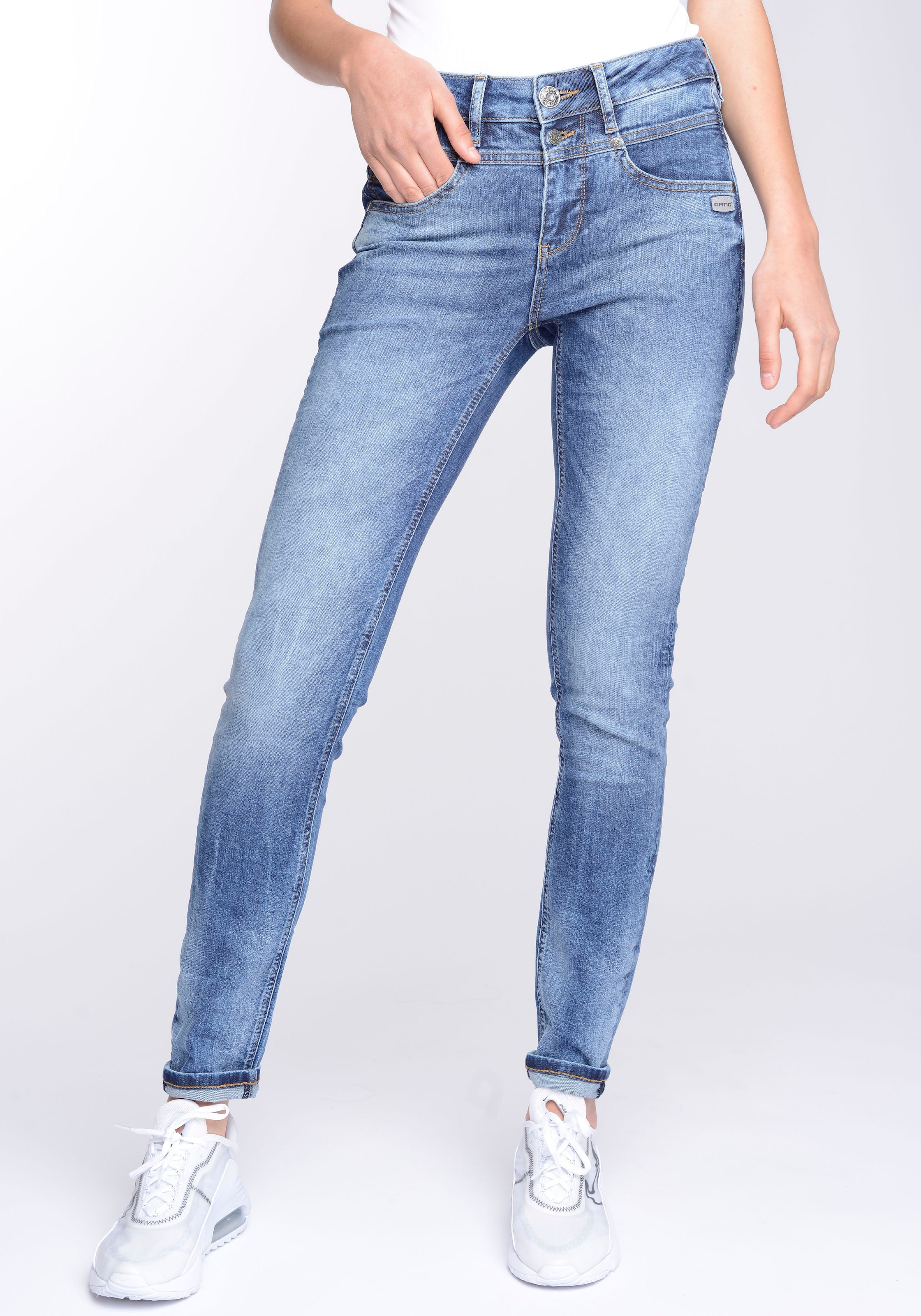 GANG Skinny-fit-Jeans »94MORA«, mit 3-Knopf-Verschluss und Passe vorne