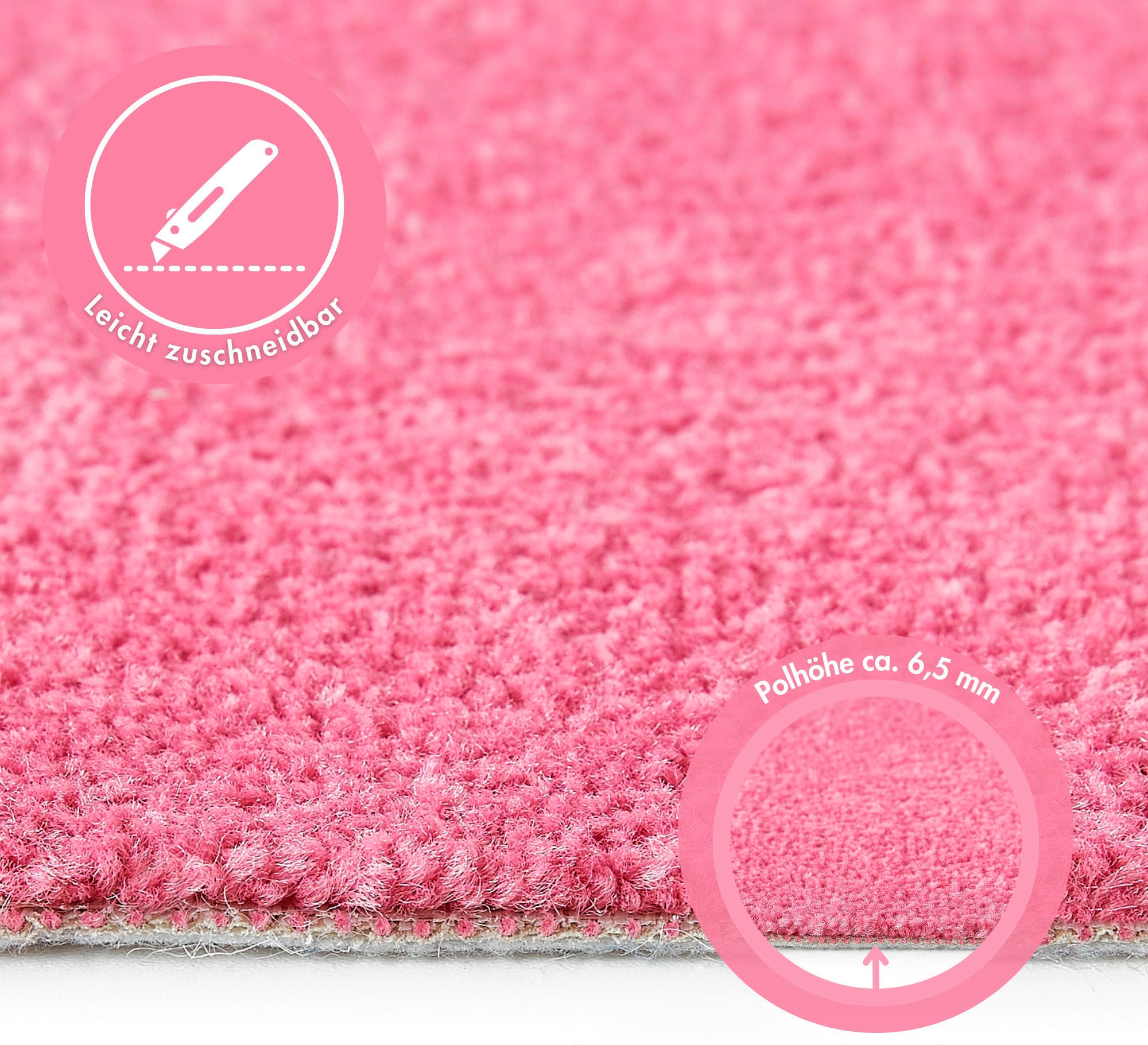 Andiamo Teppichboden »Ines, Kräuselvelours, Made in Netherlands«, rechteckig, 8,5 mm Höhe, Uni Farben, Breite 400 cm, strapazierfähig & pflegeleicht
