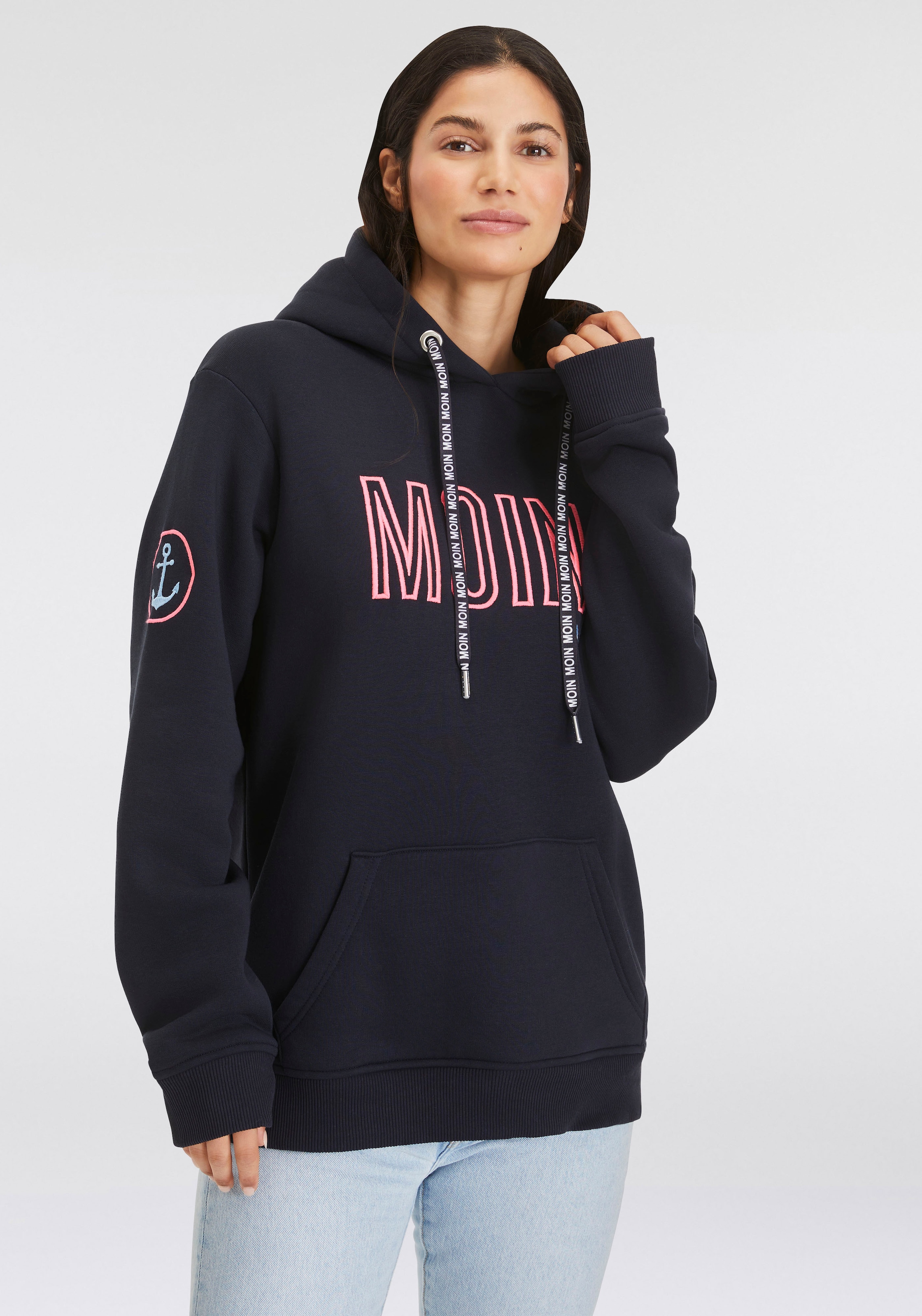 Zwillingsherz Hoodie »Limited Edition«, mit Kapuze, gesticktem "MOIN" und Anker Motiv