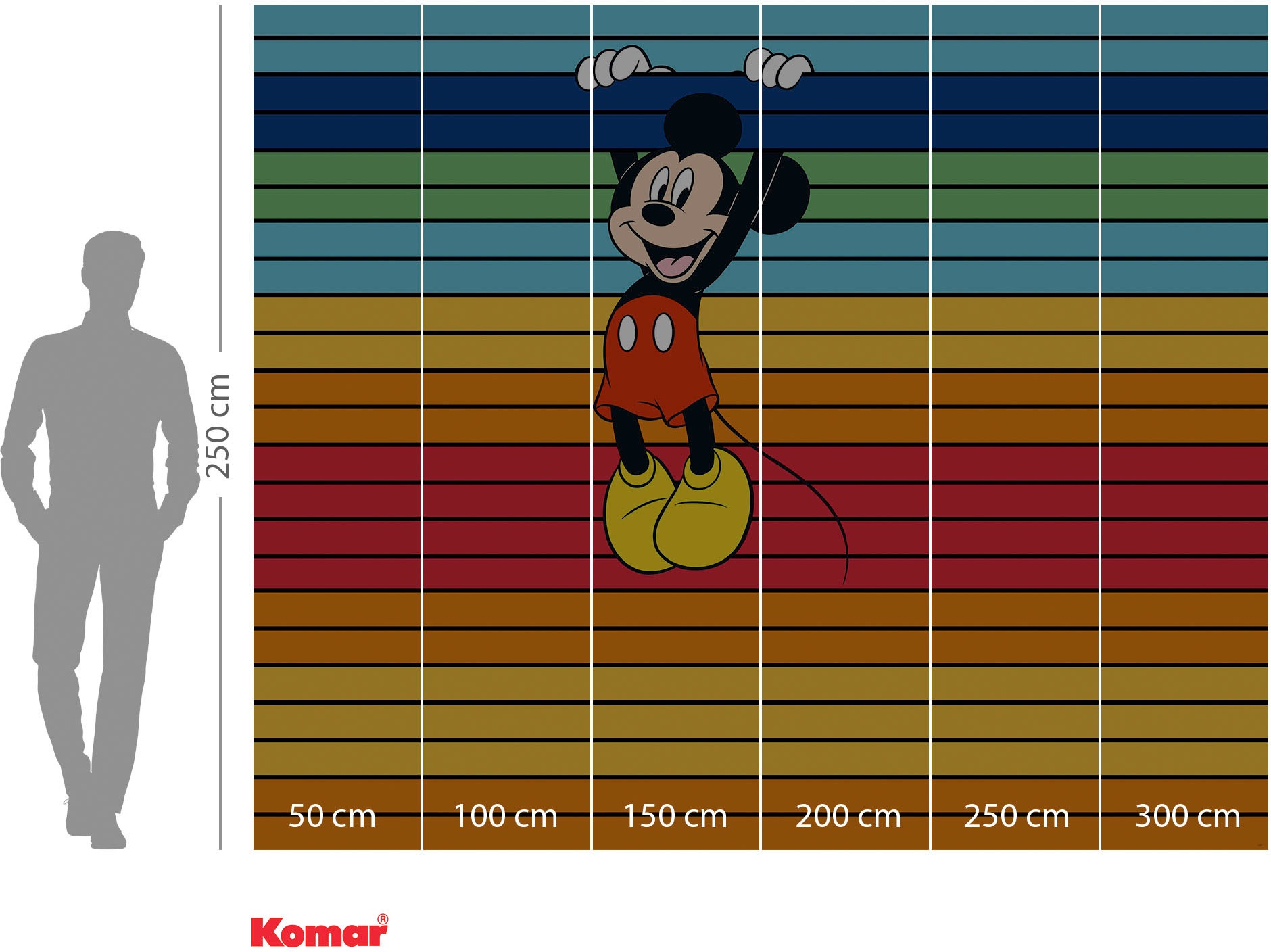Komar Vliestapete »Digitaldruck Vlies - Mickey Magic Rainbow - Grösse 300 x 250 cm«, bedruckt, Kinderzimmer