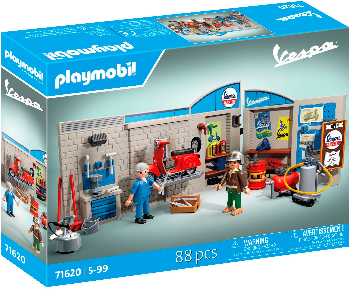 Playmobil Konstruktions-Spielset "60s Vespa Garage (71620), Vespa" Made in Europe