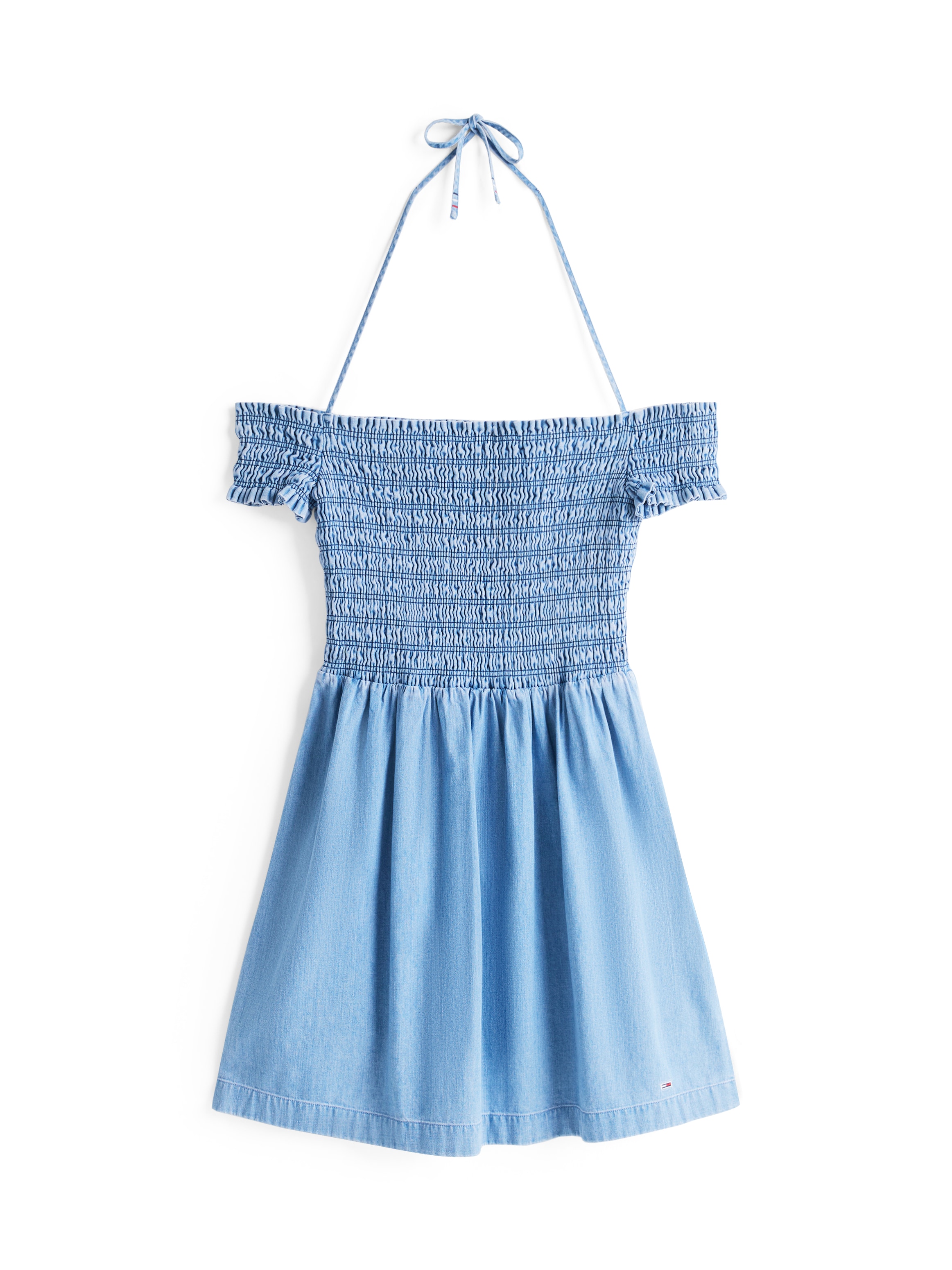 Tommy Jeans Midikleid »TJW CHAMBRAY FIT & FLARE DRESS«, mit Bindeband, in blauer Waschung