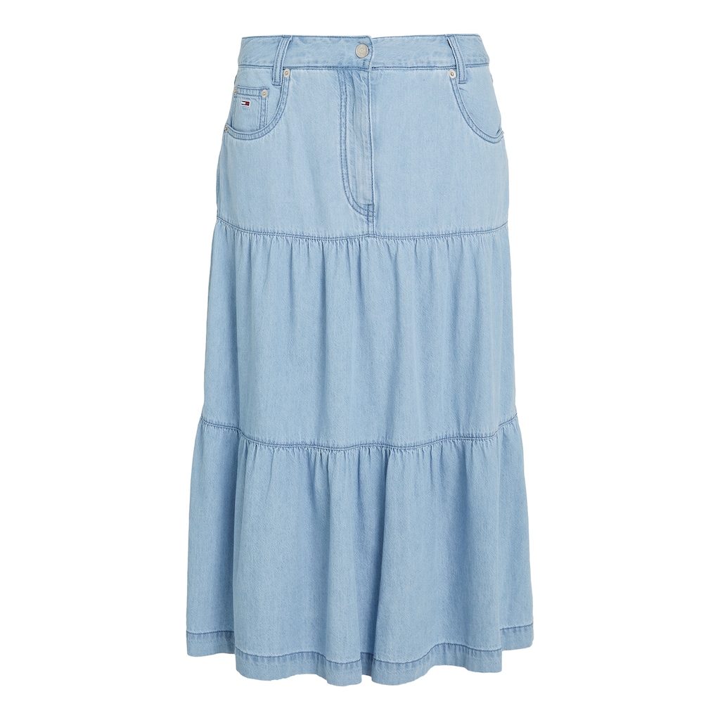 Tommy Jeans Jeansrock »TJW CHAMBRAY TIERED MIDI SKIRT«