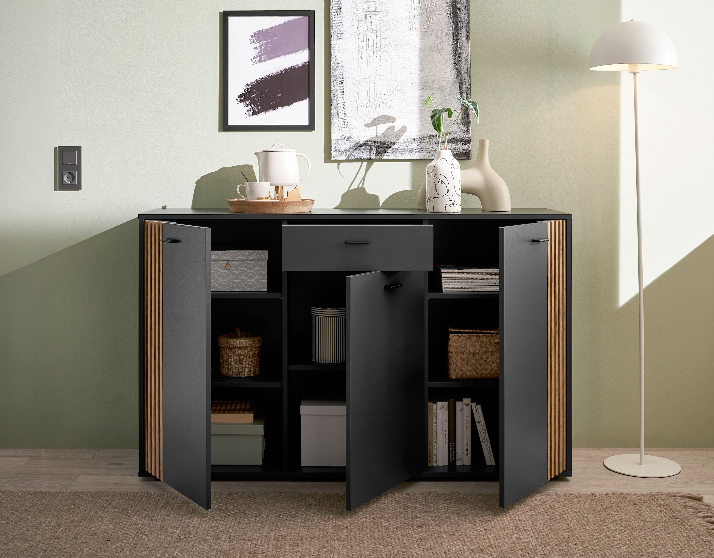 HBZ Sideboard »Dublin Kommode, BxHxT 140x86x38cm«, (1 St.), Breite 140cm, Softclose, Metallgriffe