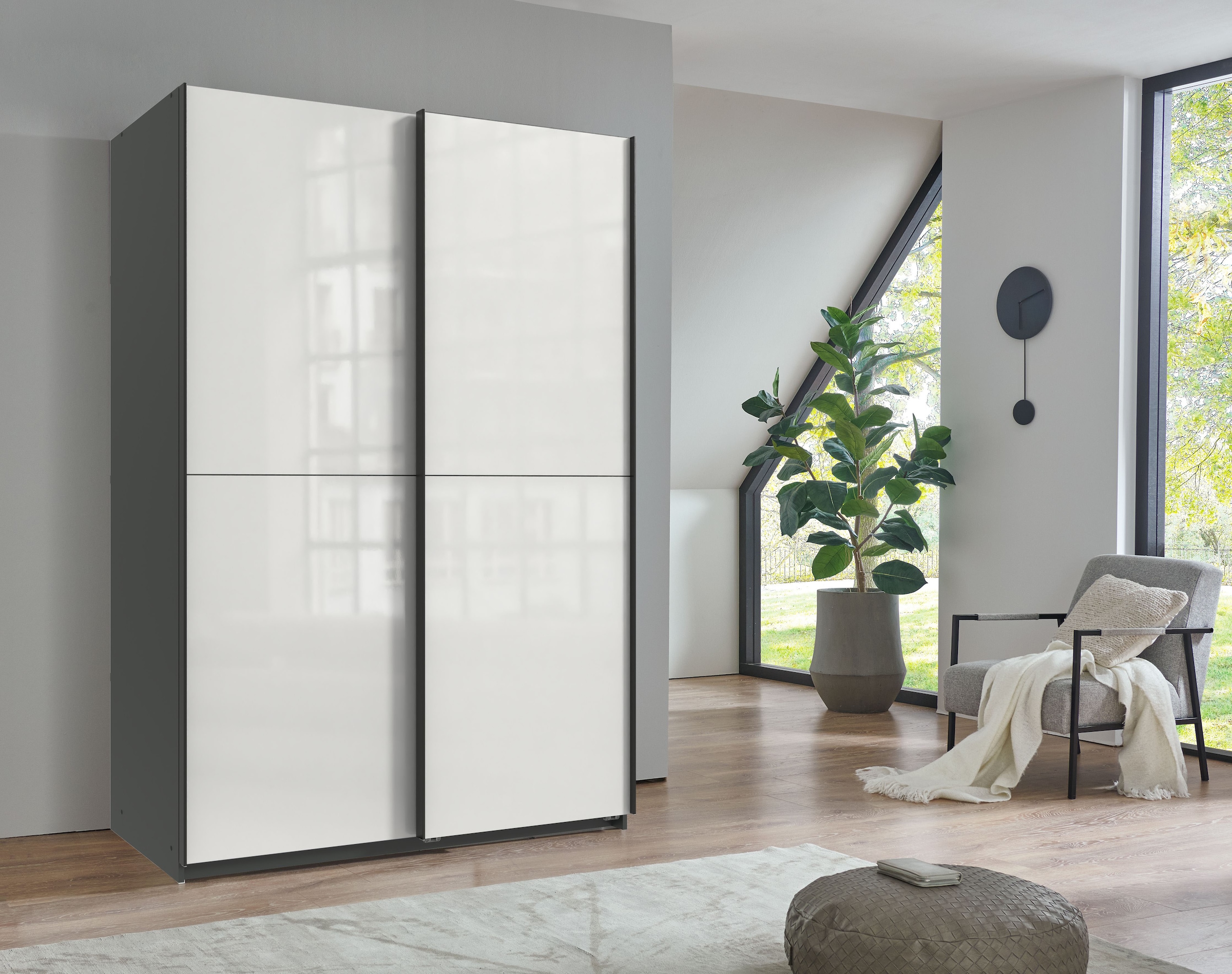 Wimex Kleiderschrank »Mugano, B/T/H 135 oder 180/65/198cm, Made in Germany«, (wähle Deine Ausstattung: Basic oder Premium!), 2 Schwebetüren mit oder ohne Spiegel, Metallgriffe