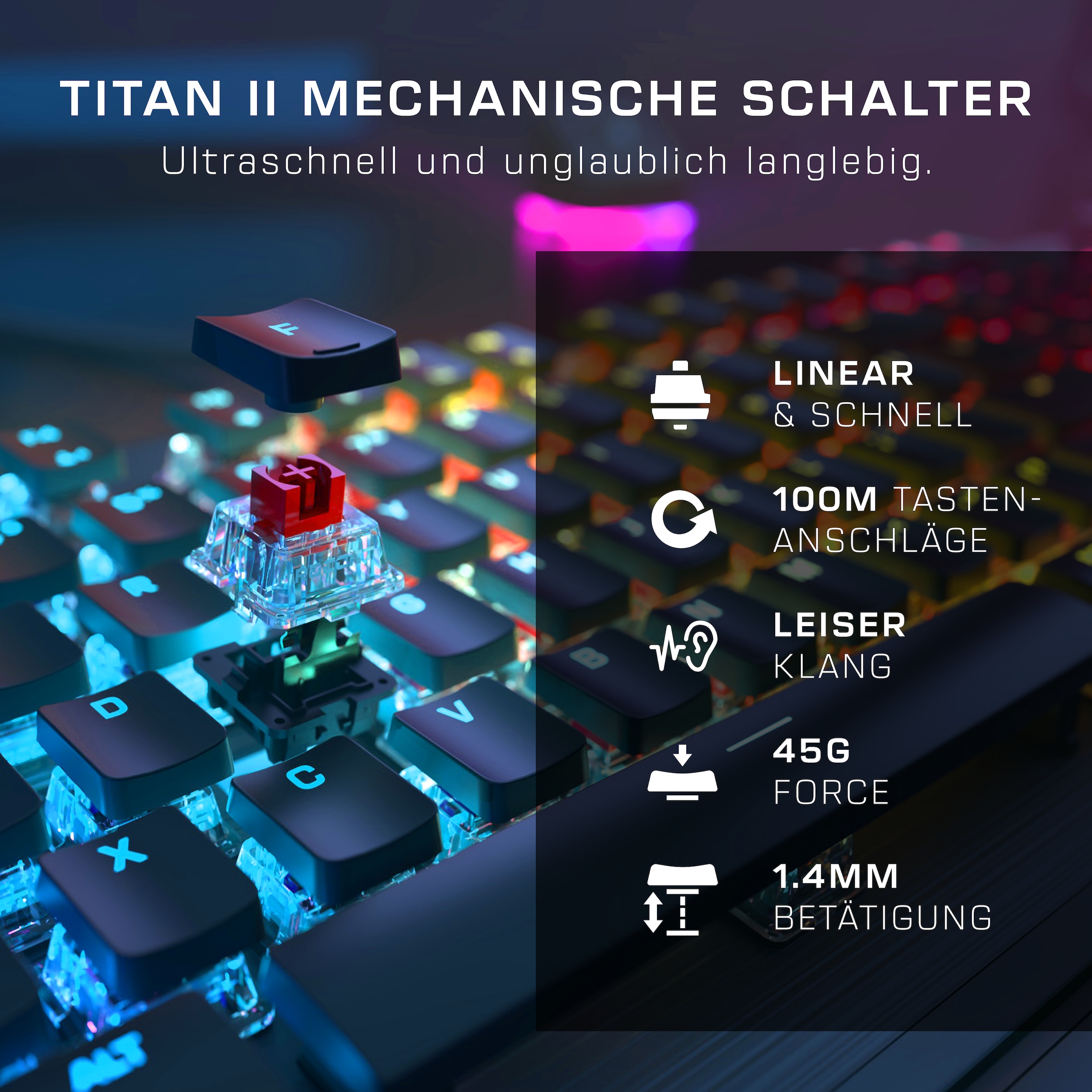 Turtle Beach Gaming-Tastatur »Vulcan II, Linear«, (Lautstärkeregler-Funktionstasten-Profil-Speicher-Ziffernblock-verstellbare Füsse-Handgelenkauflage), Linear