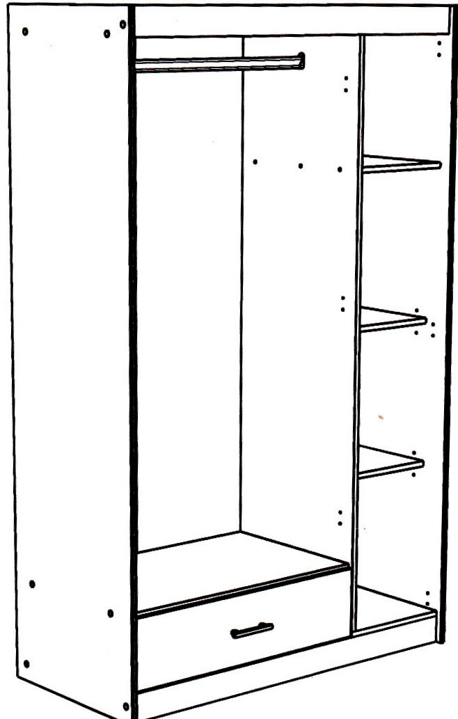 Parisot Jugendzimmer-Set »Charly«, (6 tlg., Bett, Anstellregal, Nachttisch, Kleiderschrank, Schreibtisch etc.)