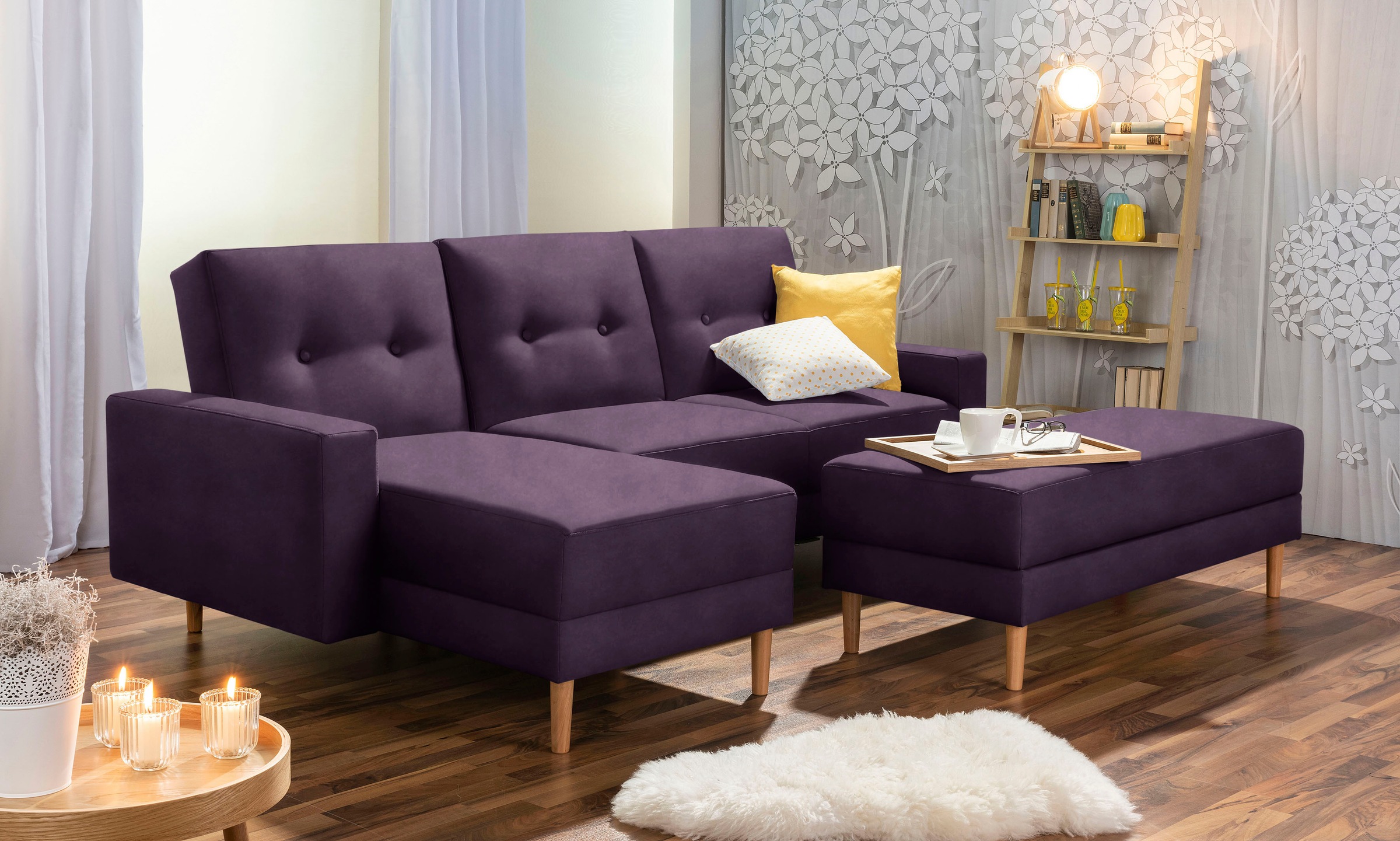 Max Winzer® Ecksofa »Just Chill«, Schlafsofa mit Recamiere, Rückenverstellung, inklusive Stauraumhocker