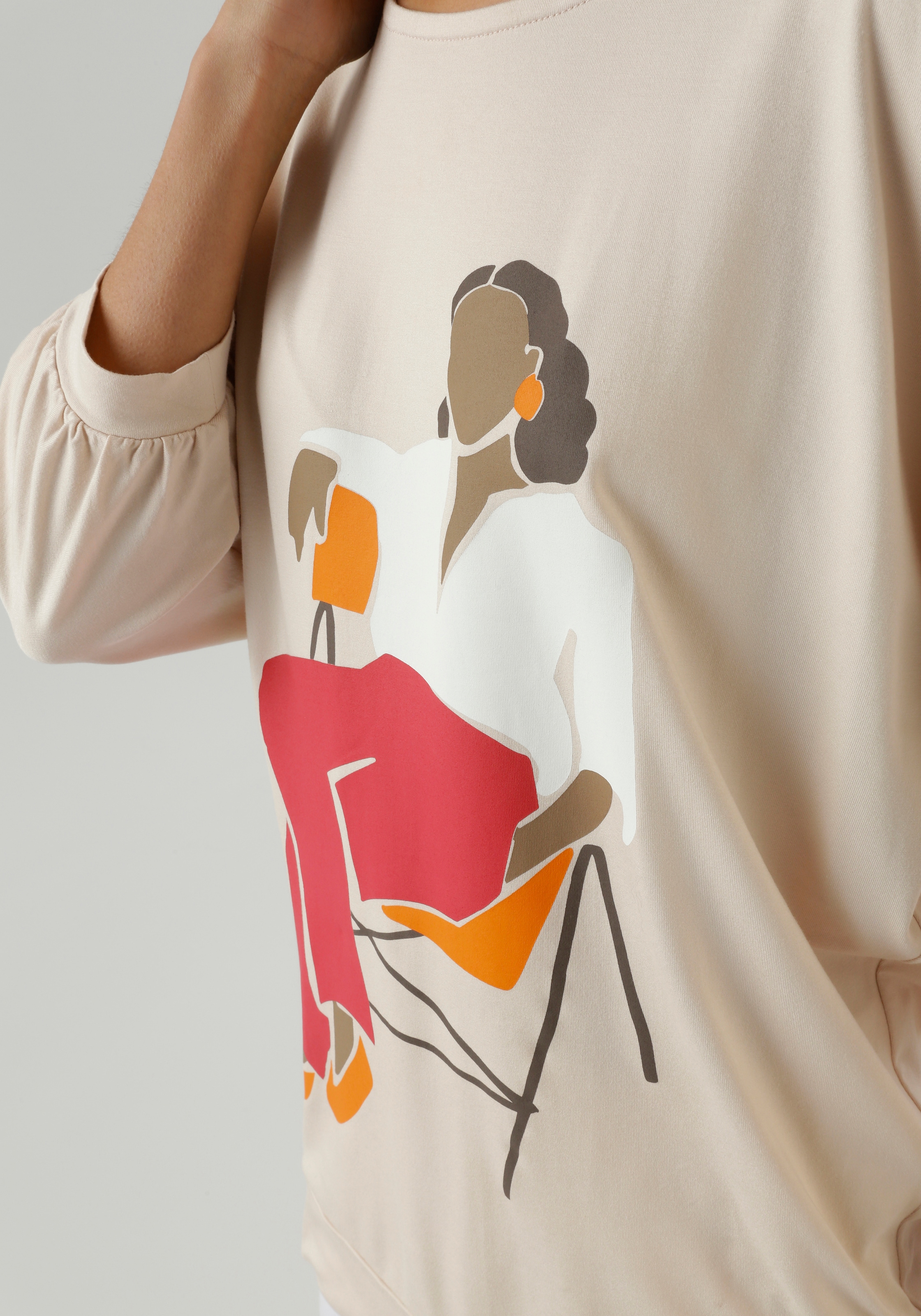Aniston SELECTED Fledermausshirt, vorne mit grossflächigem, femininem Frontdruck - NEUE KOLLEKTION