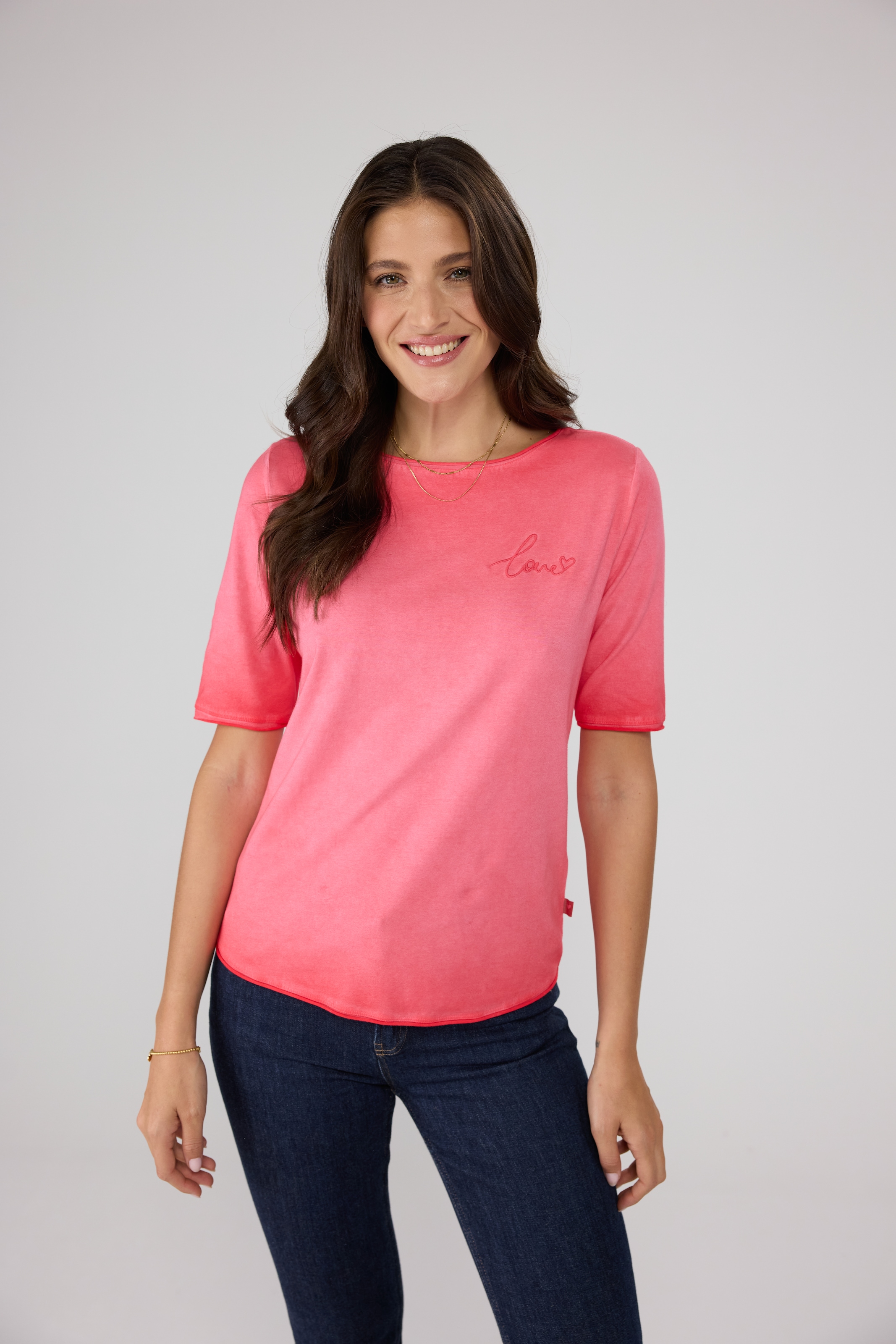 Lieblingsstück Rundhalsshirt »CandiceEP« mit Statement-Stickerei und im Batik-Look