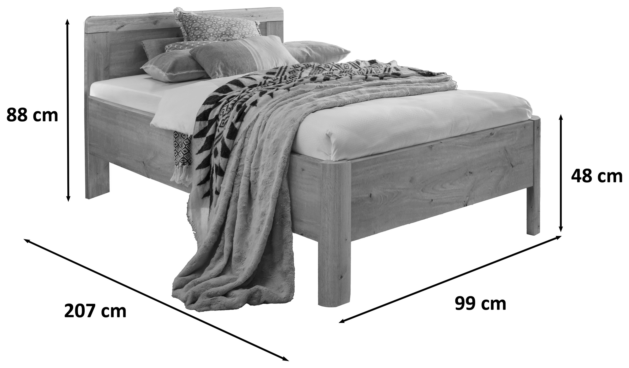 WIEMANN Holzbett »Bern, Bettgestell, Bettrahmen, für Schlafzimmer«, (4-fache Liegehöhenverstellung, MADE IN GERMANY), verschiedene Grössen und Farben, in Komforthöhe