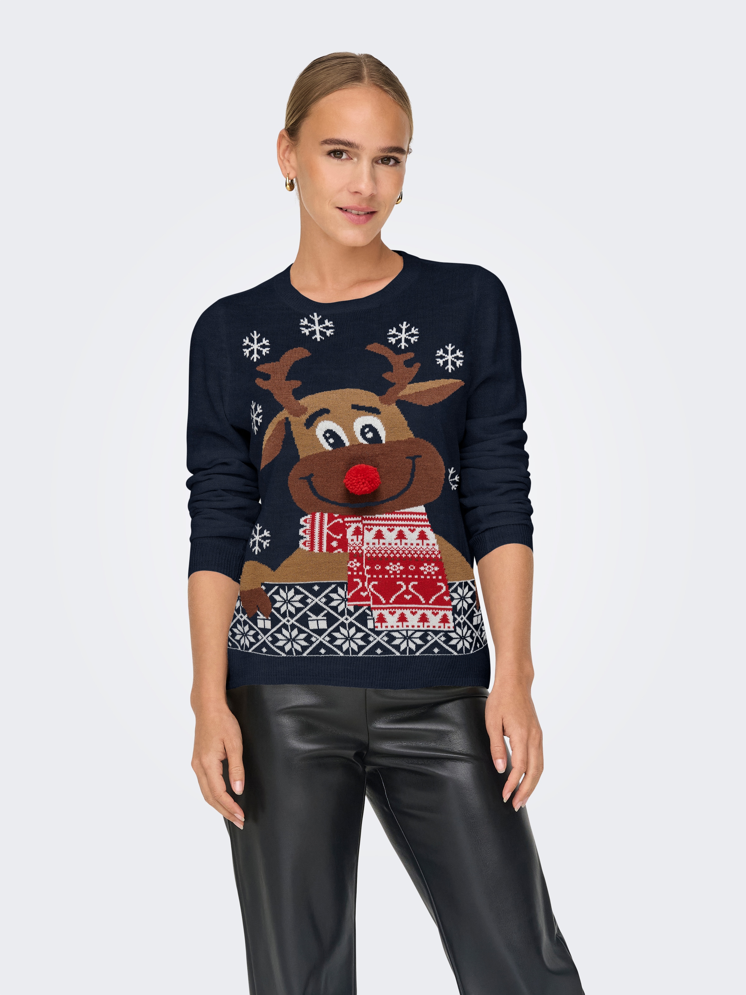 ONLY Weihnachtspullover »ONLXMAS LS O-NECK MIX DETAIL BOX KNT«