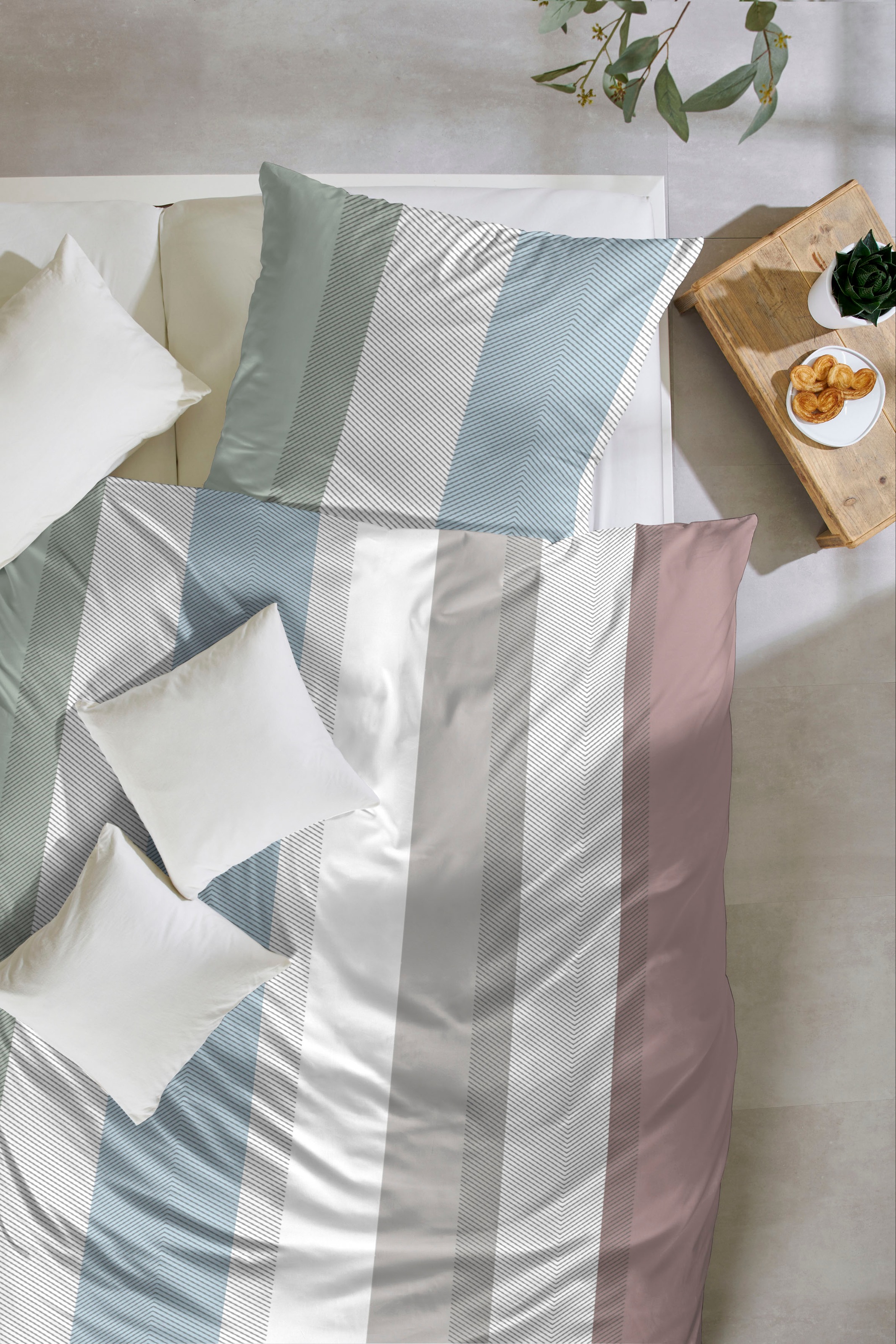 Primera Bettwäsche "Mako-Satin Streifenflug" 2 Stk. mit grafischen Streifen